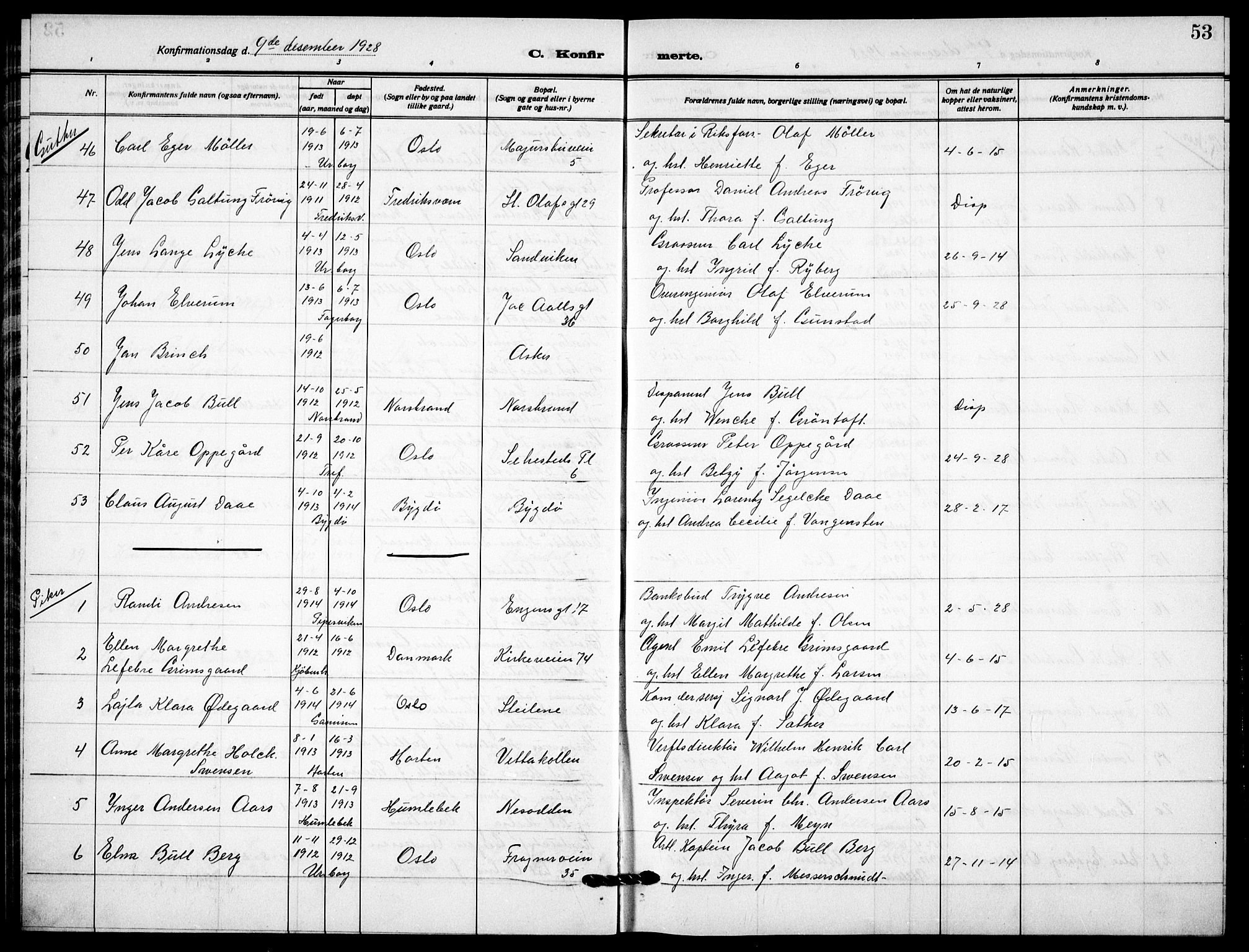 Garnisonsmenigheten Kirkebøker, AV/SAO-A-10846/F/Fa/L0017: Parish register (official) no. 17, 1926-1937, p. 53