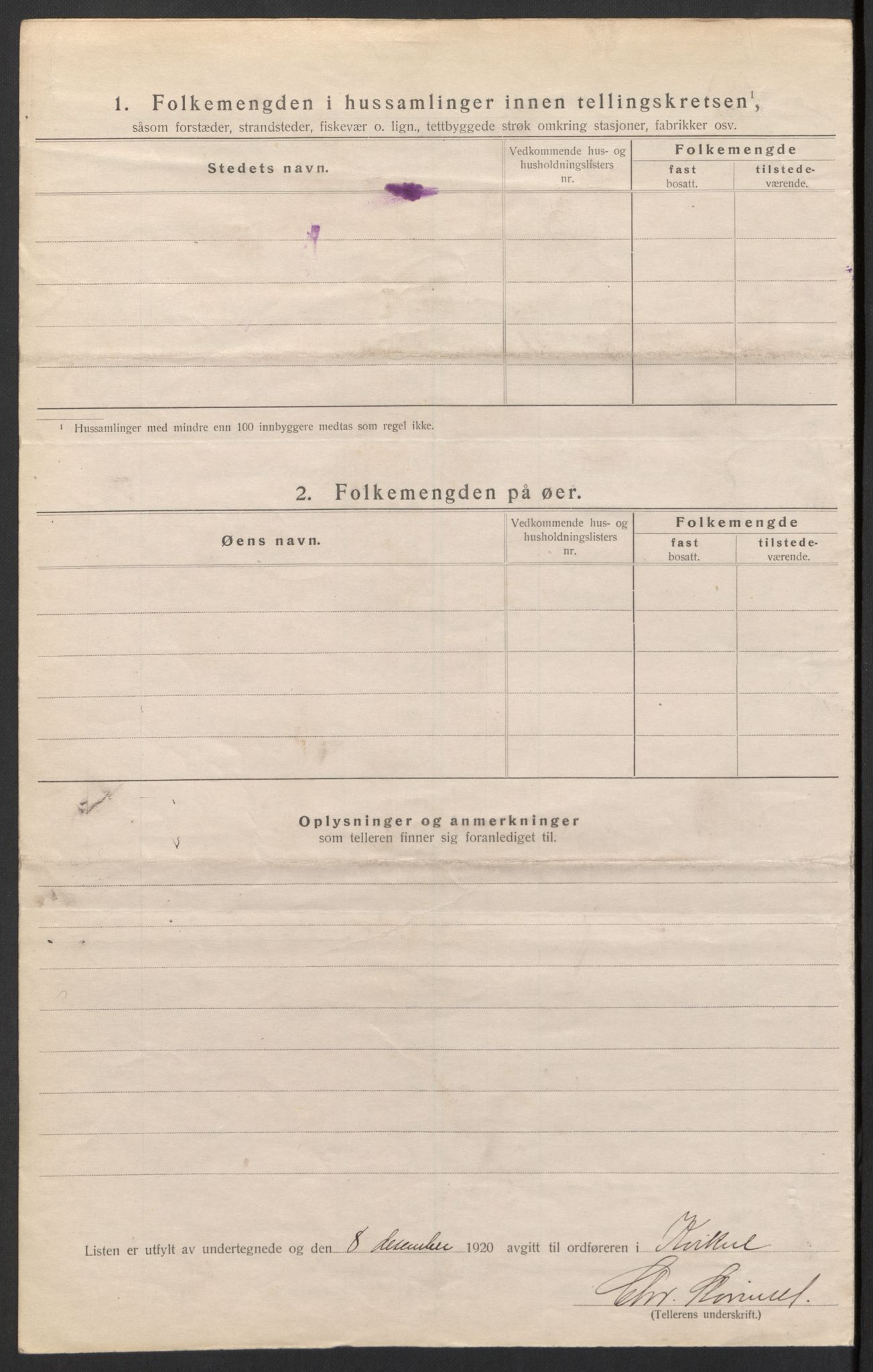 SAH, 1920 census for Kvikne, 1920, p. 20