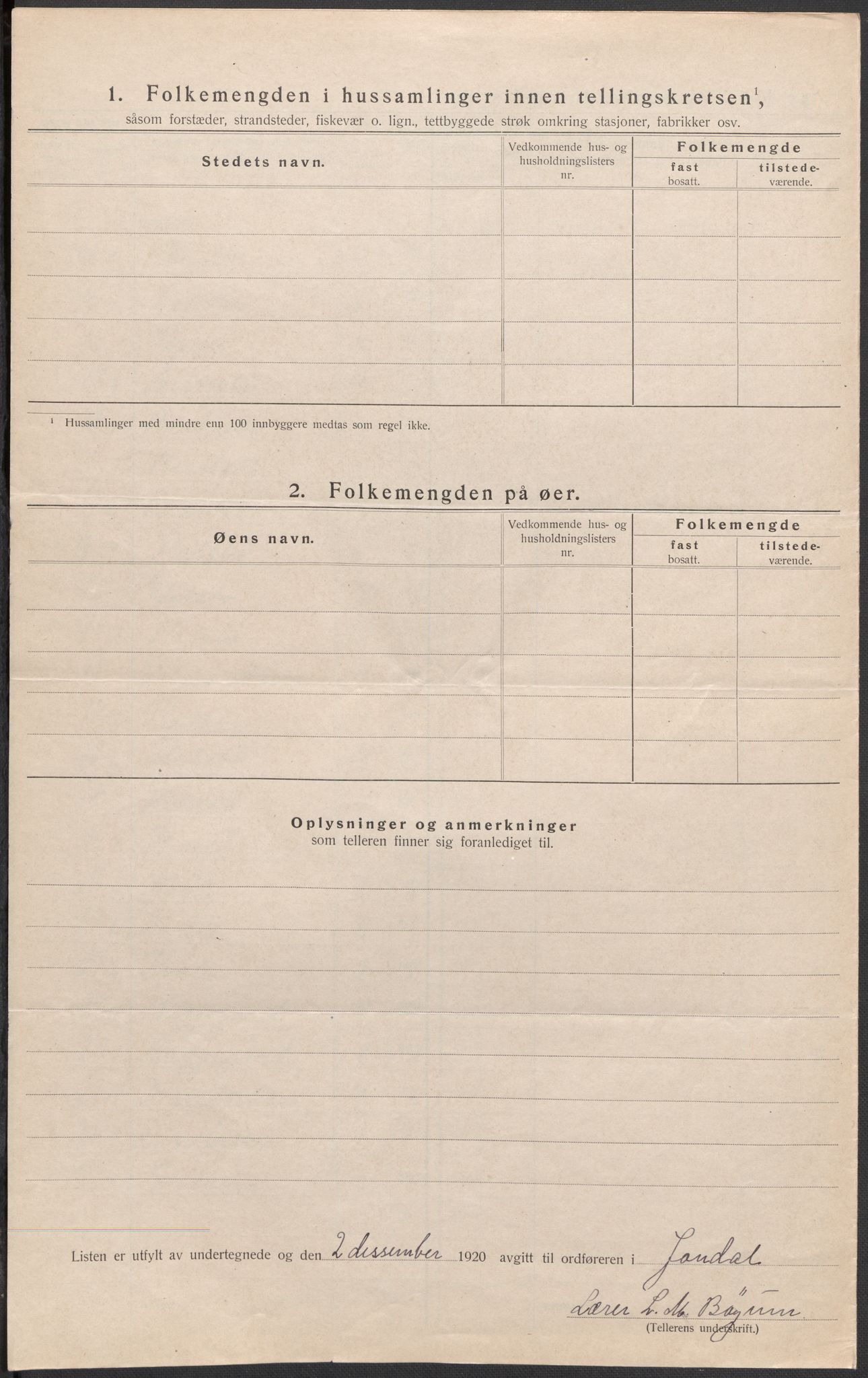 SAB, 1920 census for Jondal, 1920, p. 16