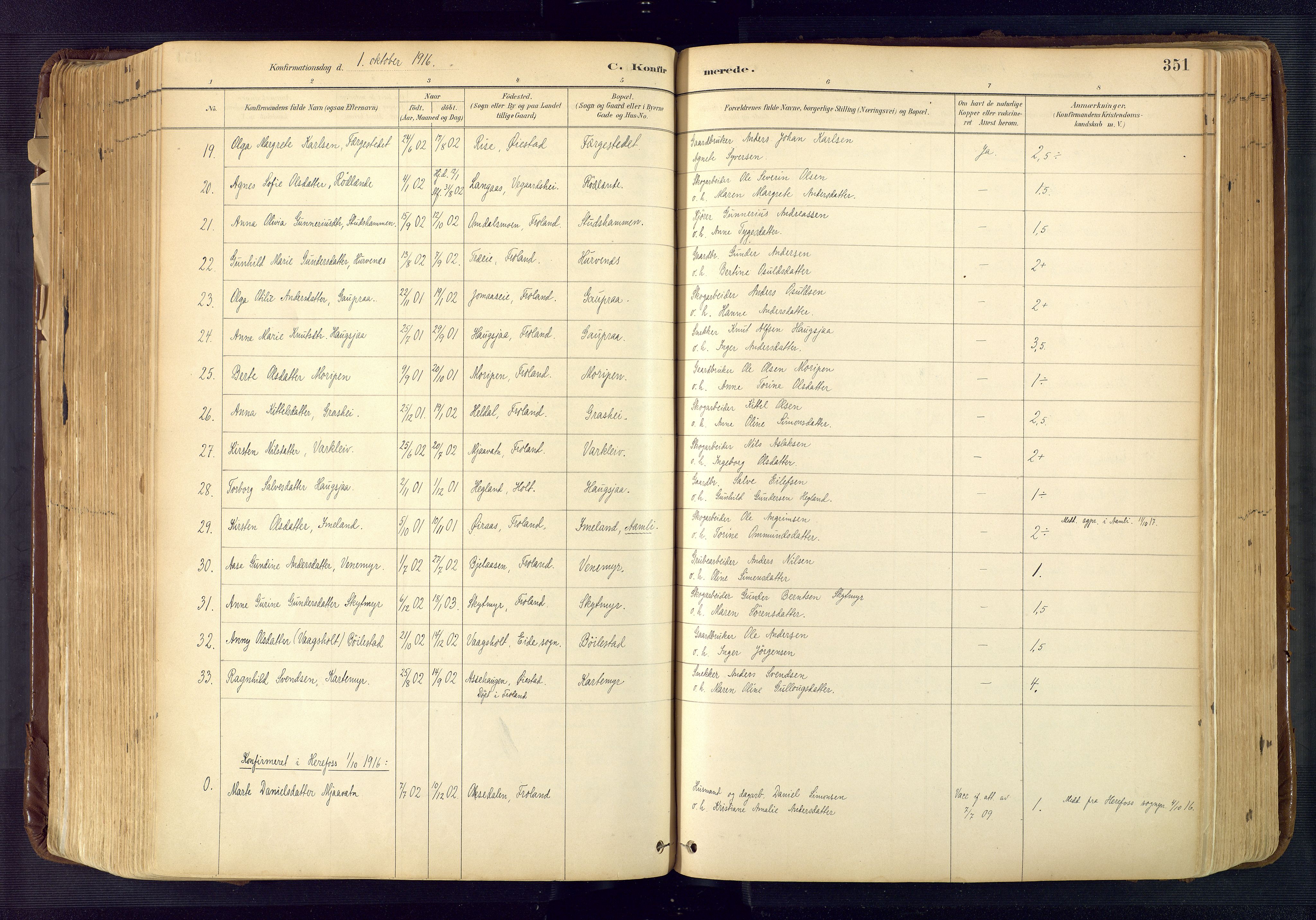 Froland sokneprestkontor, SAK/1111-0013/F/Fa/L0005: Parish register (official) no. A 5, 1882-1921, p. 351