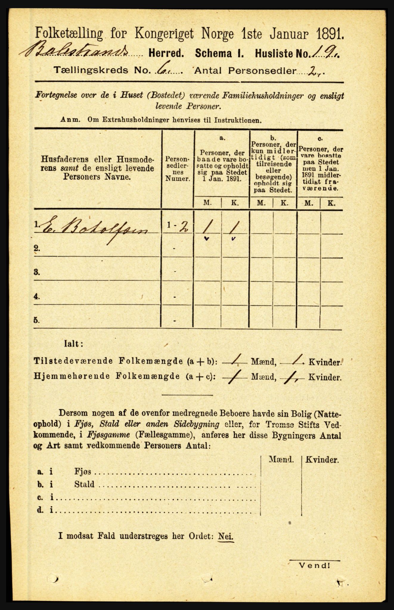 RA, 1891 census for 1418 Balestrand, 1891, p. 1353