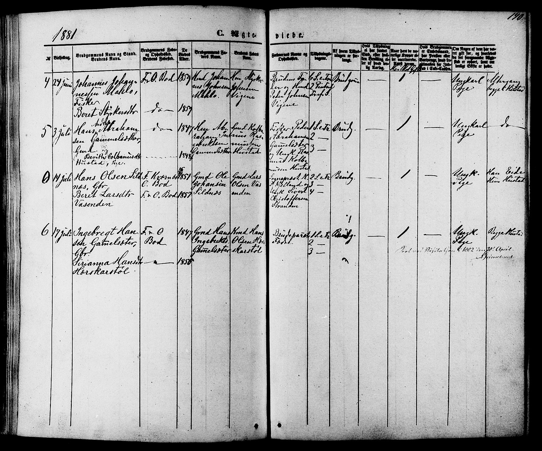 Ministerialprotokoller, klokkerbøker og fødselsregistre - Møre og Romsdal, AV/SAT-A-1454/566/L0768: Parish register (official) no. 566A07, 1869-1881, p. 190