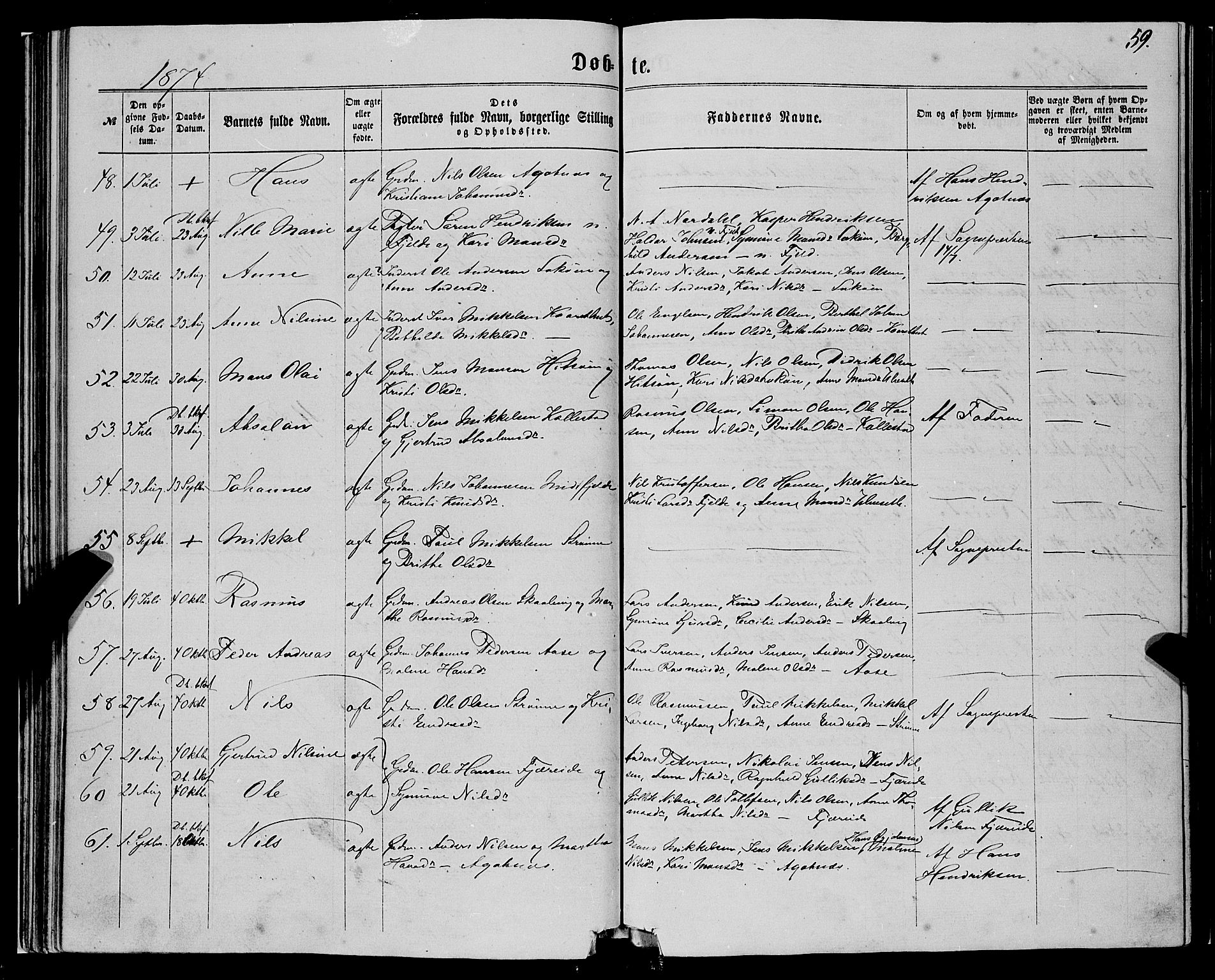 Fjell sokneprestembete, SAB/A-75301/H/Haa: Parish register (official) no. A 3, 1864-1877, p. 59