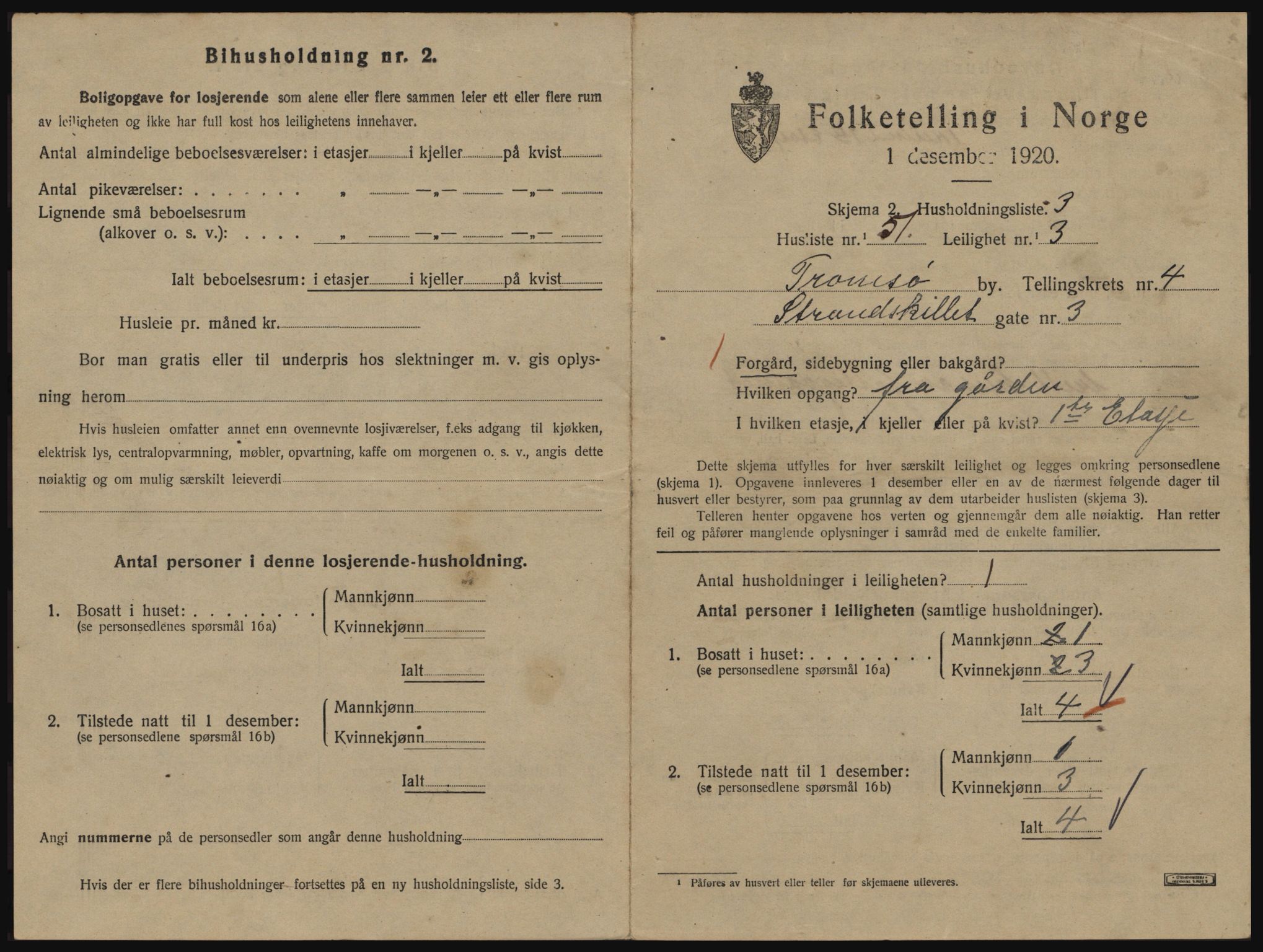 SATØ, 1920 census for Tromsø, 1920, p. 3619