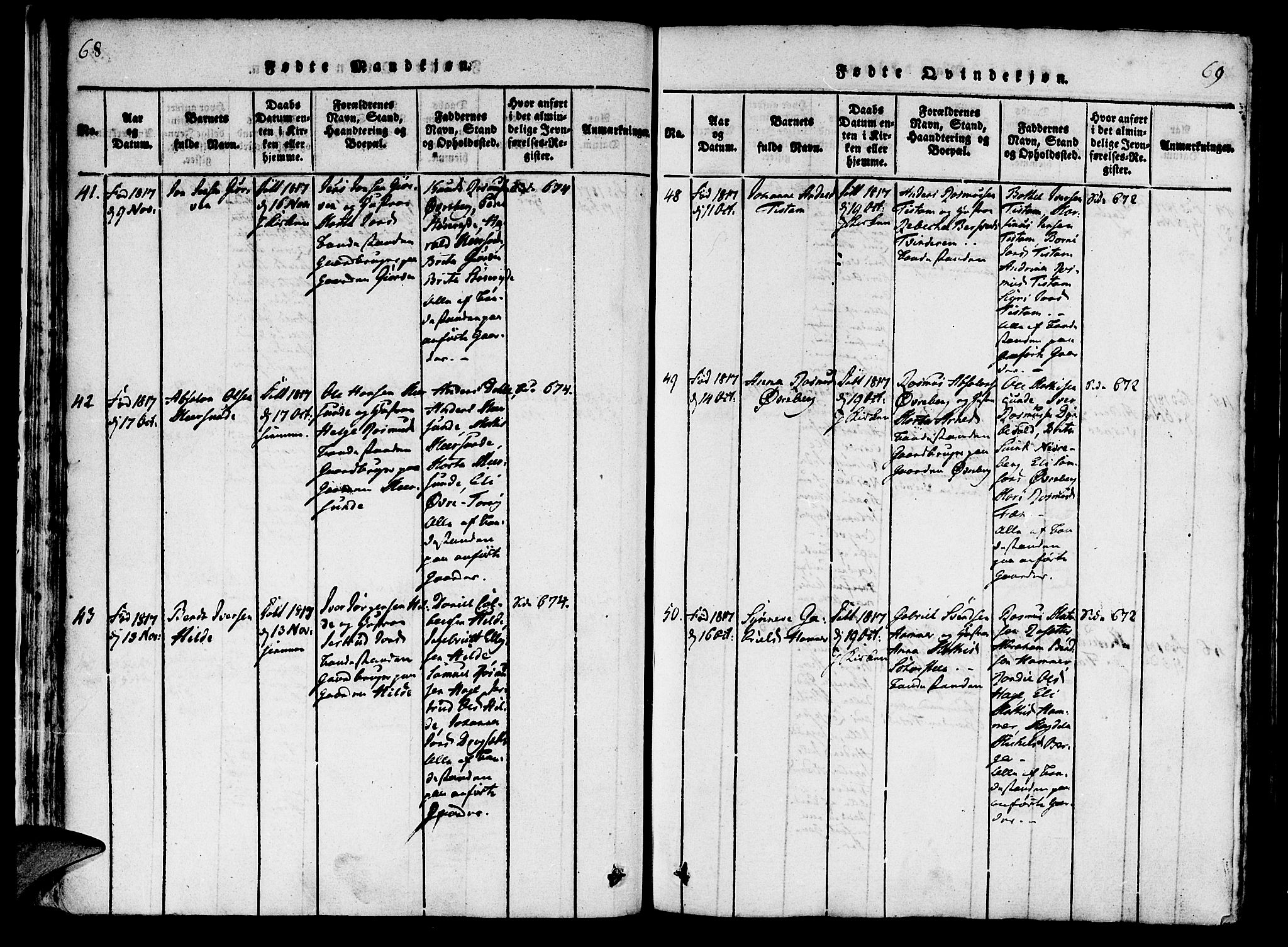 Innvik sokneprestembete, AV/SAB-A-80501: Parish register (official) no. A 2, 1816-1821, p. 68-69