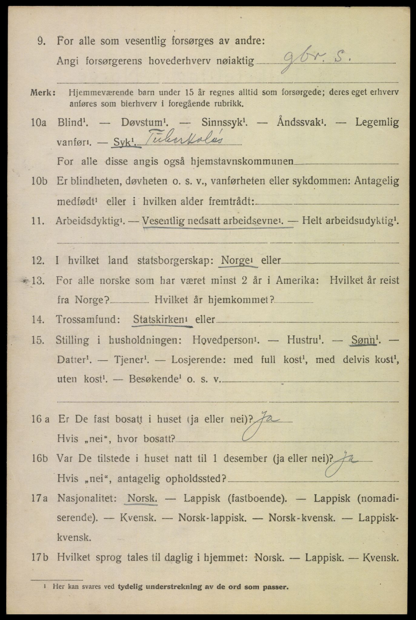 SAT, 1920 census for Ankenes, 1920, p. 3448