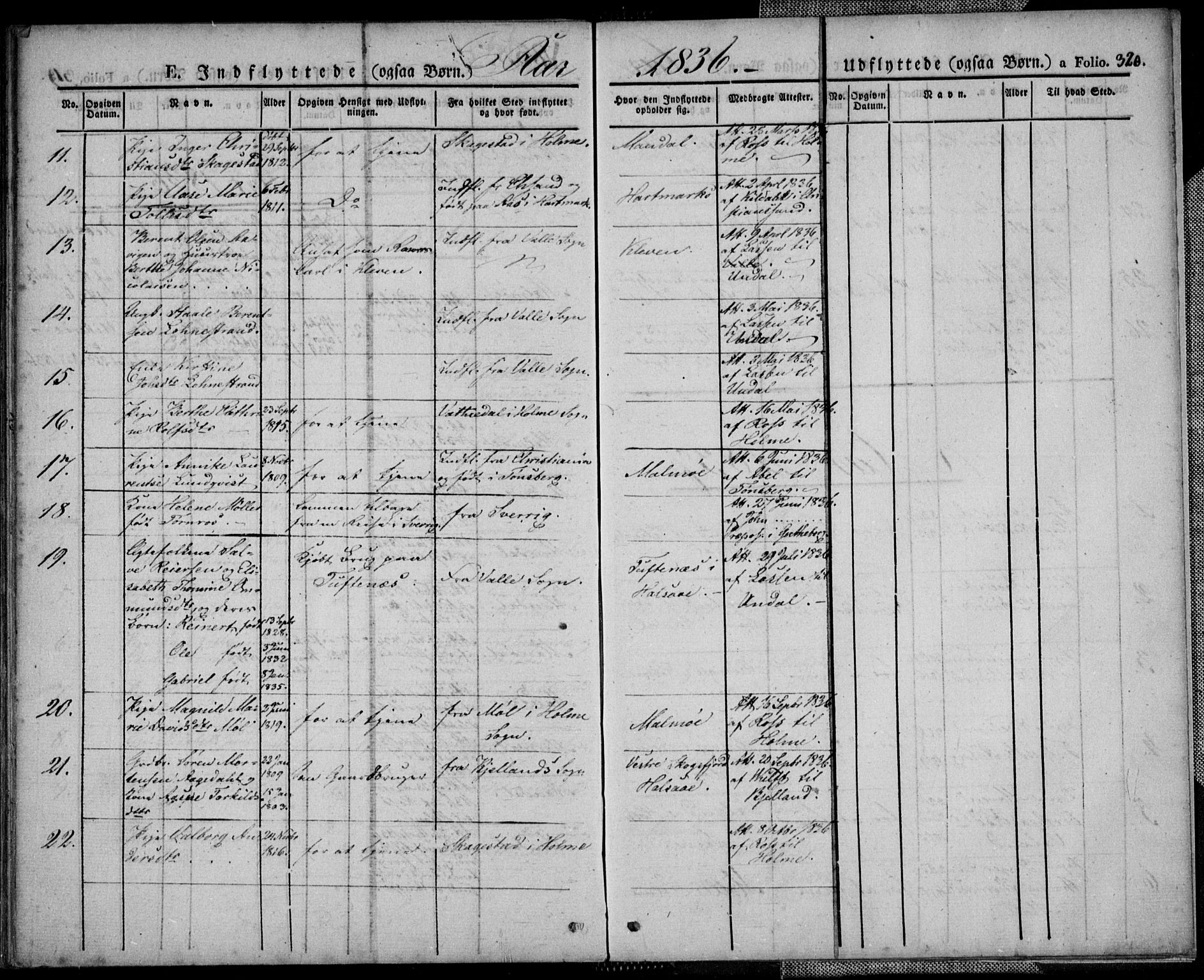 Mandal sokneprestkontor, SAK/1111-0030/F/Fa/Faa/L0011: Parish register (official) no. A 11, 1830-1839, p. 320