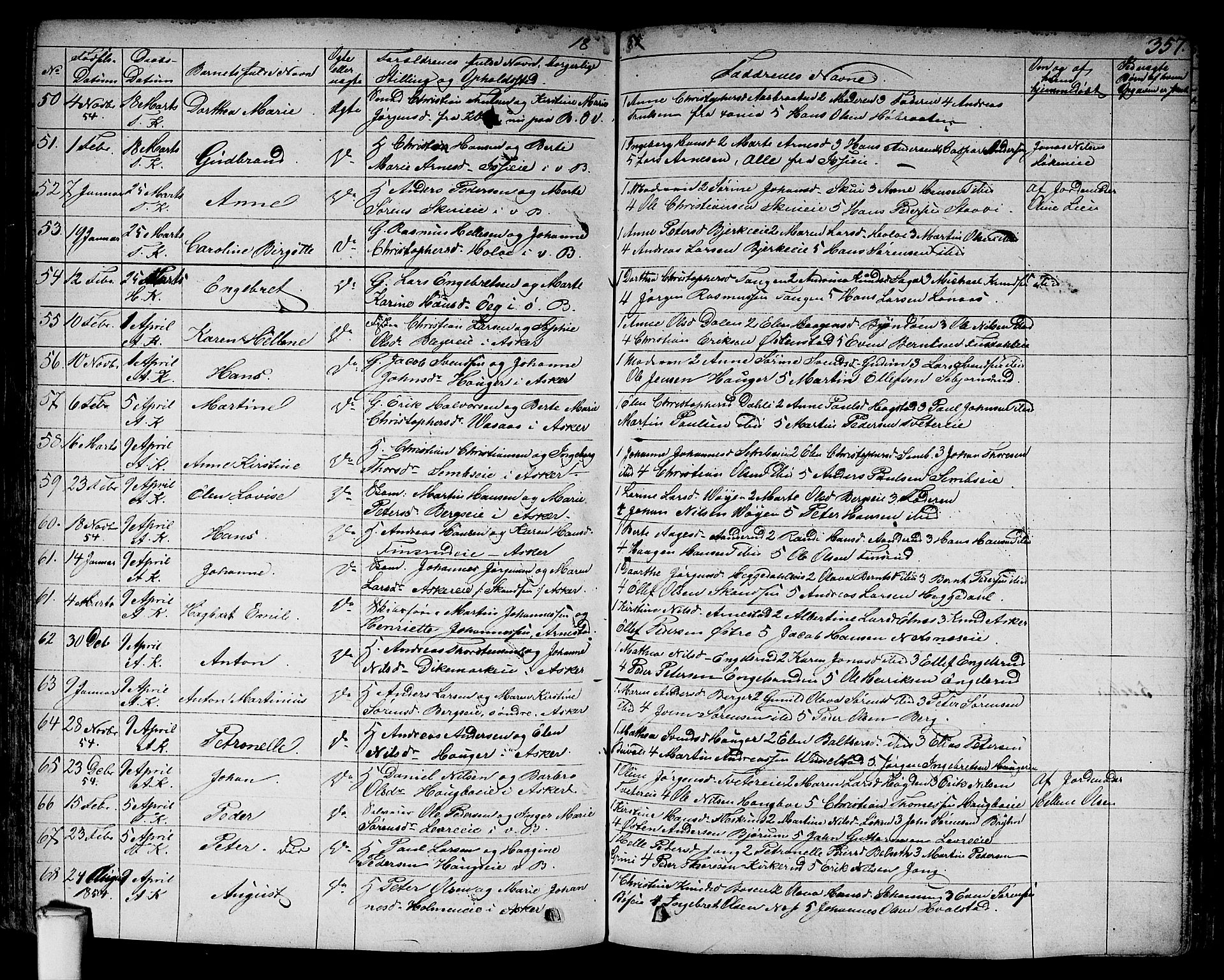 Asker prestekontor Kirkebøker, SAO/A-10256a/F/Fa/L0007: Parish register (official) no. I 7, 1825-1864, p. 357