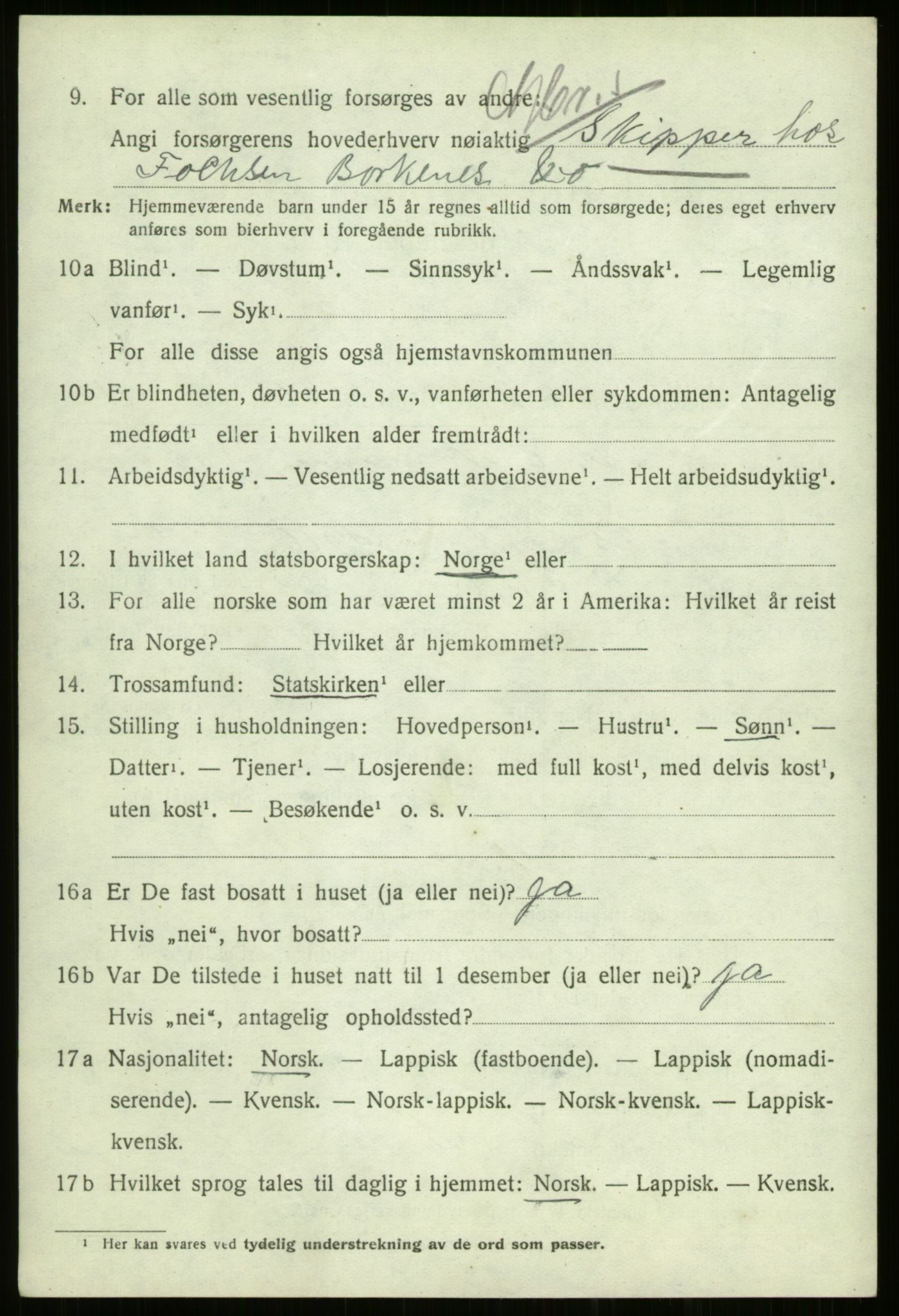 SATØ, 1920 census for Kvæfjord, 1920, p. 3138