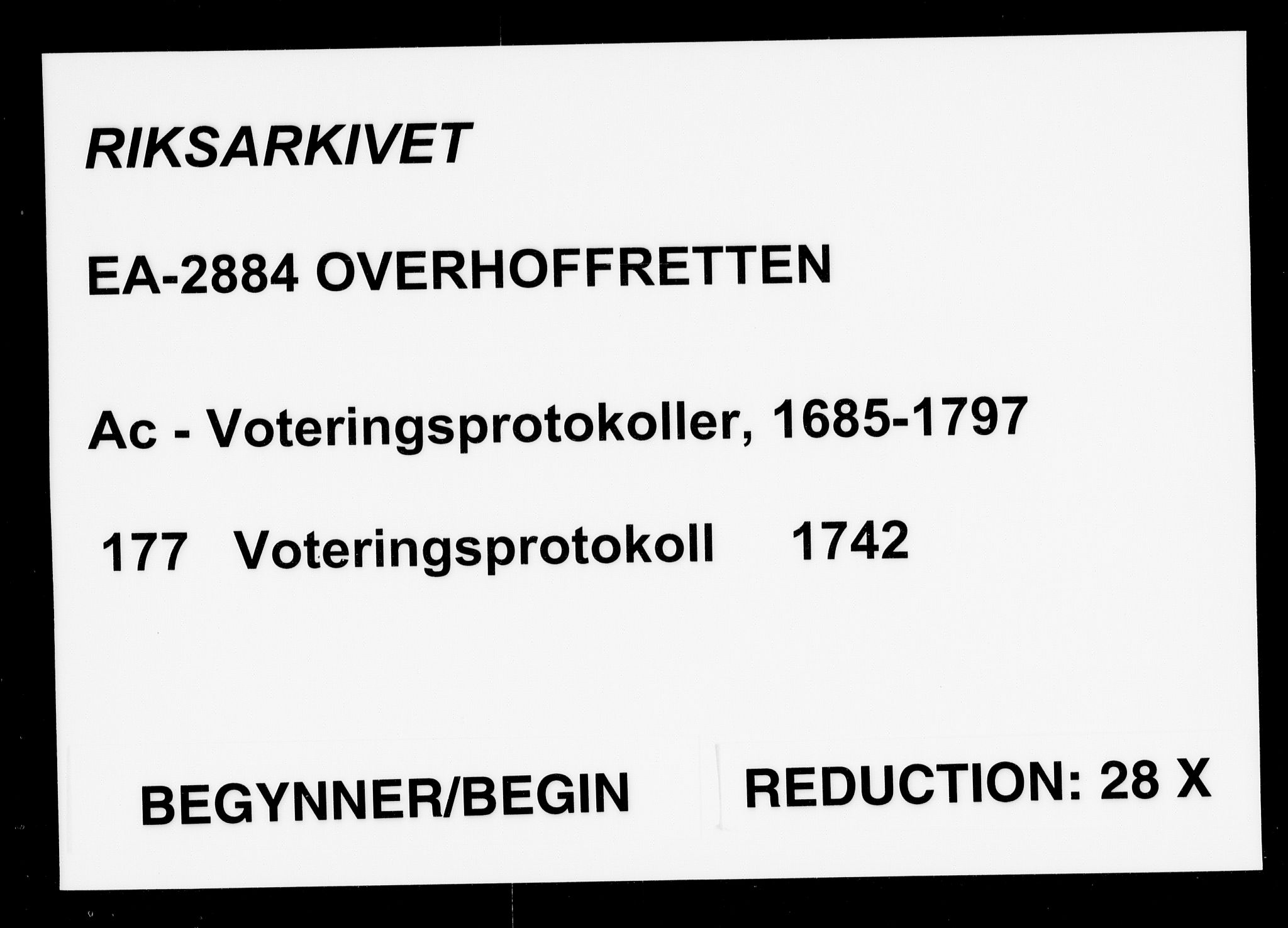 Overhoffretten 1667-1797, RA/EA-2884/Ac/L0177: Voteringsprotokoll, 1742