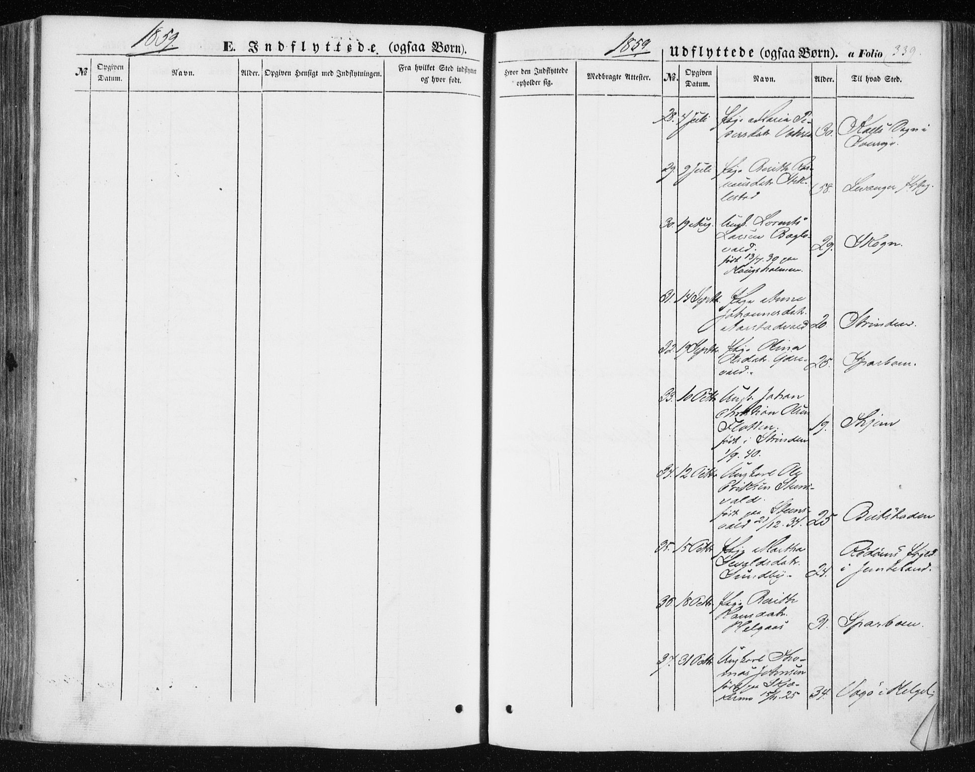Ministerialprotokoller, klokkerbøker og fødselsregistre - Nord-Trøndelag, SAT/A-1458/723/L0240: Parish register (official) no. 723A09, 1852-1860, p. 339