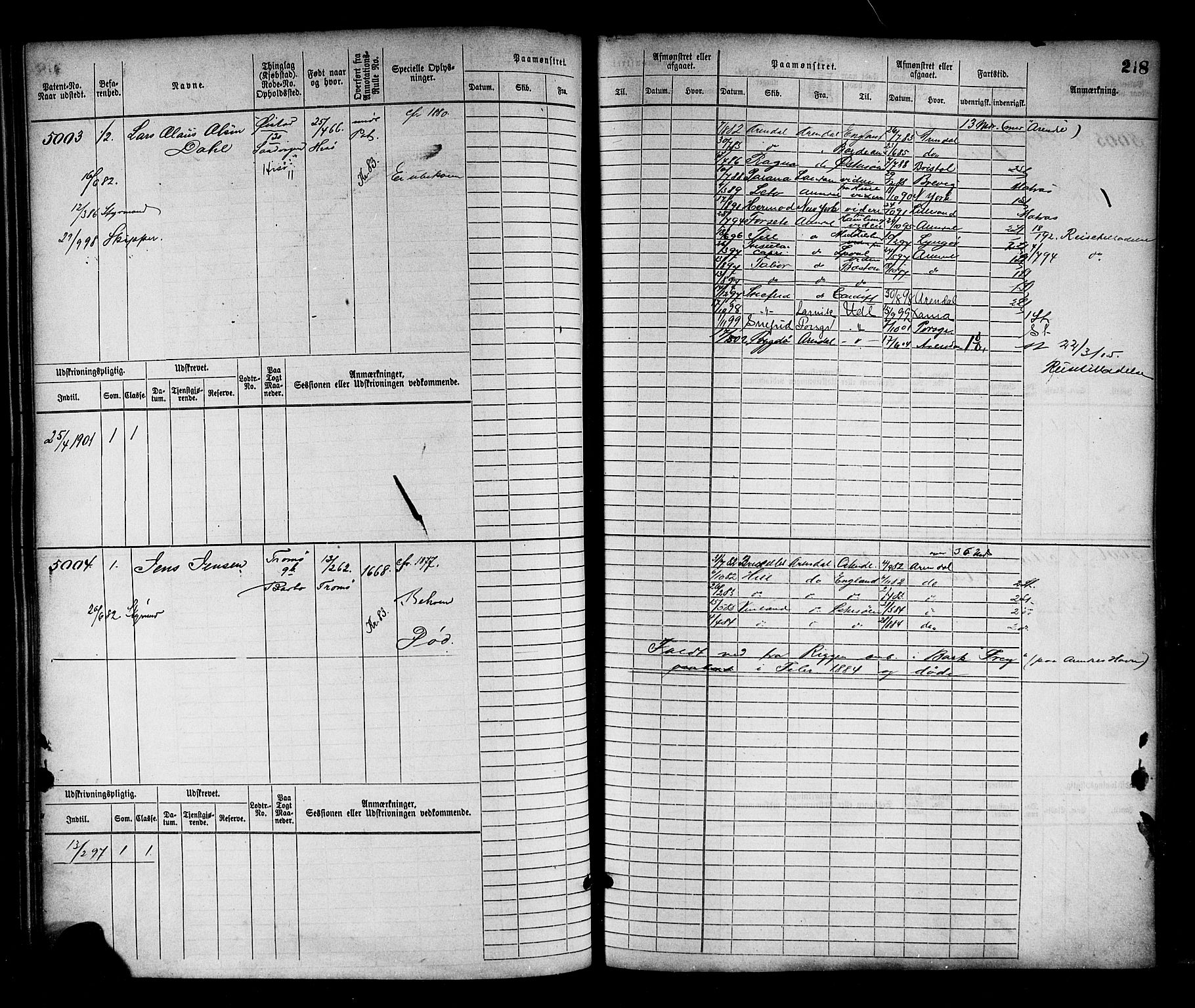 Arendal mønstringskrets, AV/SAK-2031-0012/F/Fb/L0016: Hovedrulle nr 4569-5322, S-14, 1879-1900, p. 228