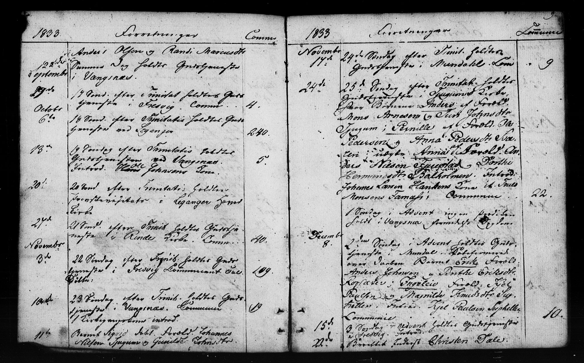 Leikanger sokneprestembete, AV/SAB-A-81001: Curate's parish register no. A 1A, 1833-1838, p. 8-9