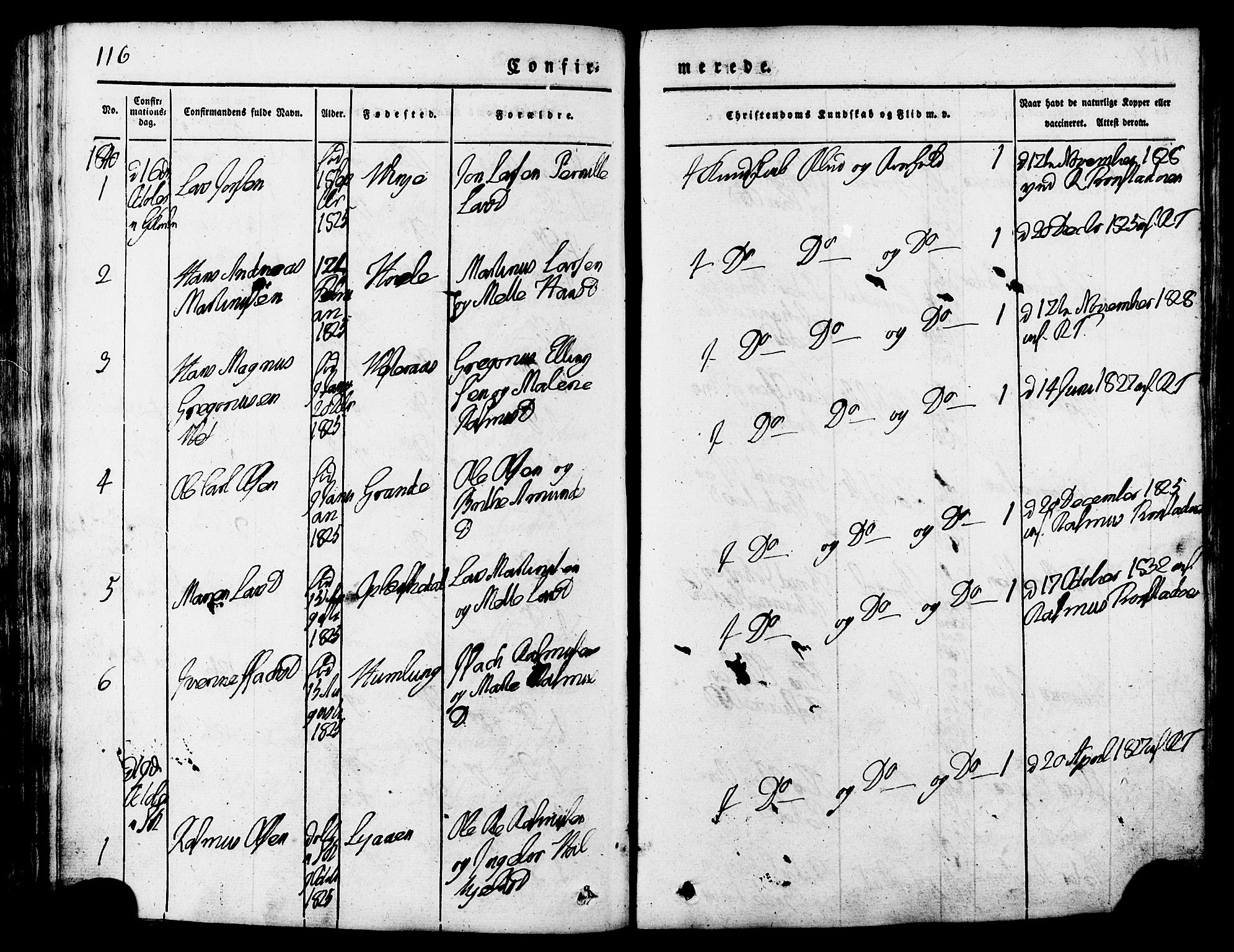 Ministerialprotokoller, klokkerbøker og fødselsregistre - Møre og Romsdal, SAT/A-1454/517/L0221: Parish register (official) no. 517A01, 1827-1858, p. 116