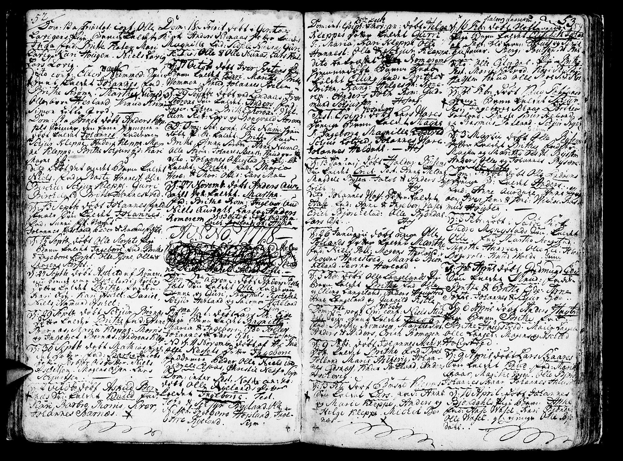 Hosanger sokneprestembete, SAB/A-75801/H/Haa: Parish register (official) no. A 2 /1, 1766-1793, p. 54