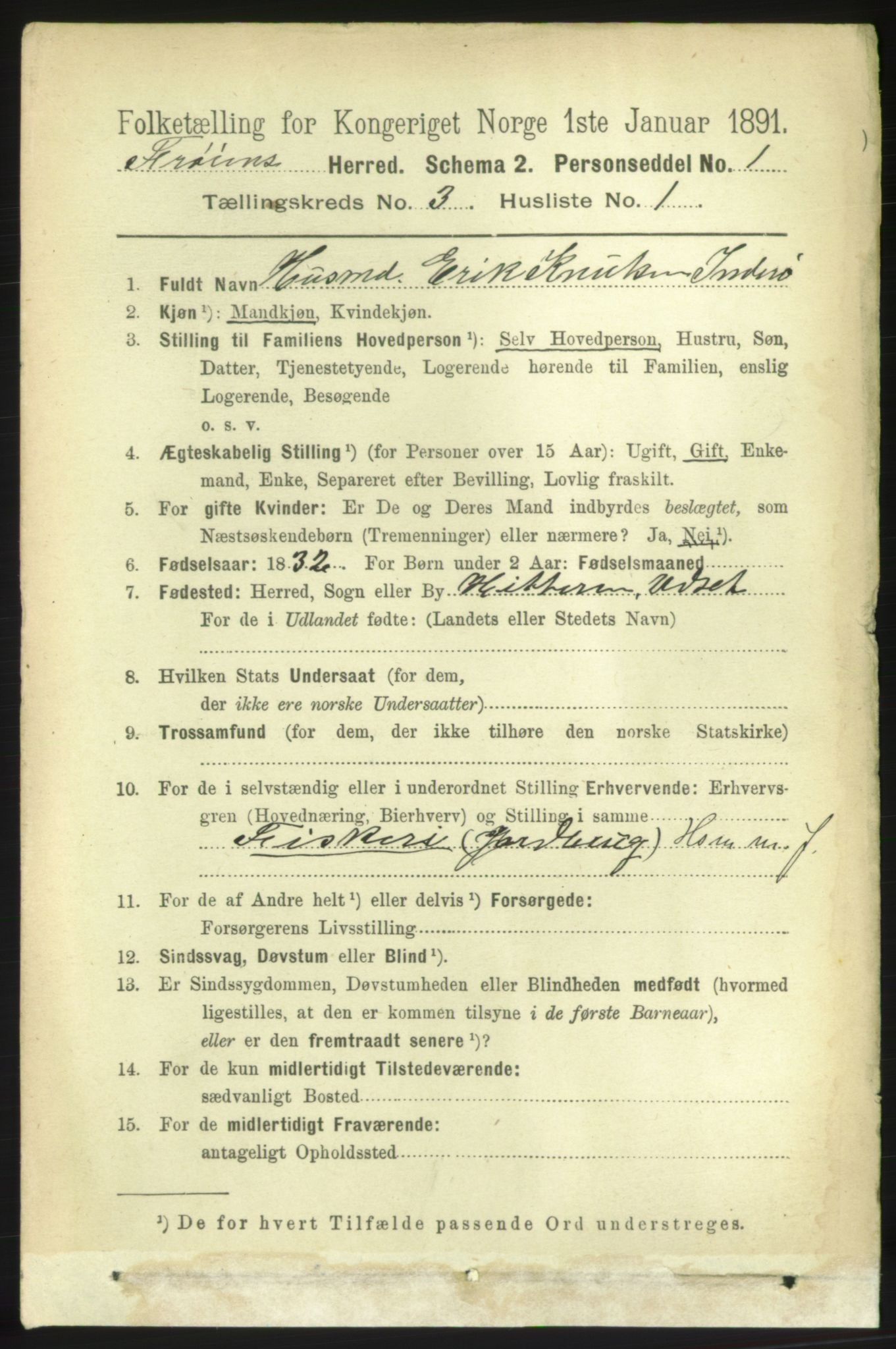 RA, 1891 census for 1619 Frøya, 1891, p. 1972