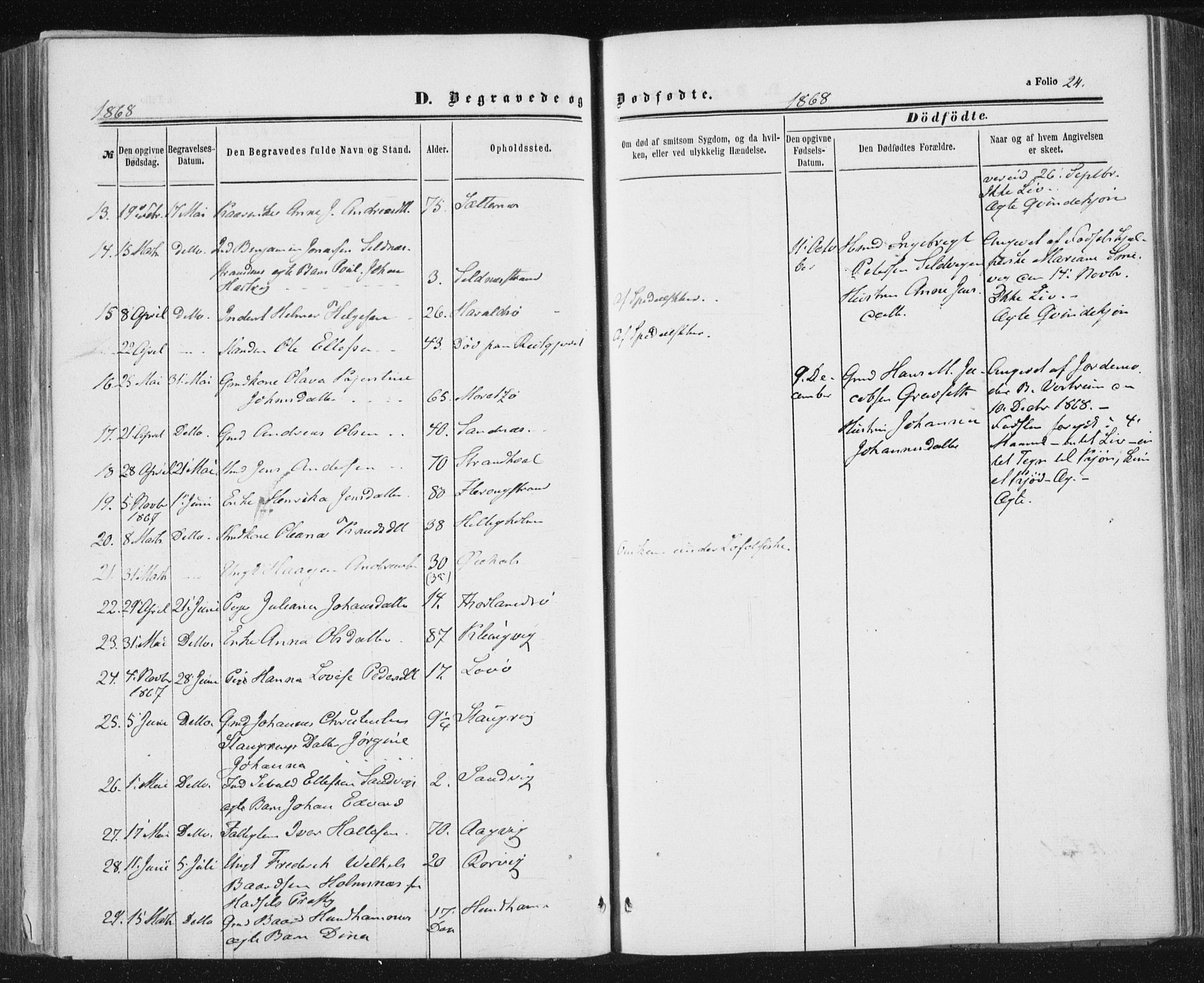 Ministerialprotokoller, klokkerbøker og fødselsregistre - Nord-Trøndelag, AV/SAT-A-1458/784/L0670: Parish register (official) no. 784A05, 1860-1876, p. 24