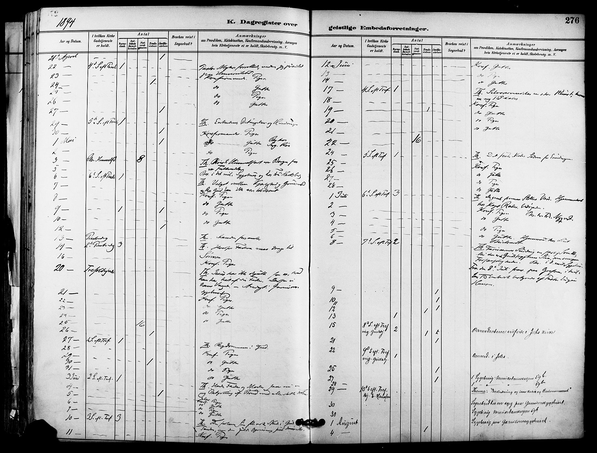 Garnisonsmenigheten Kirkebøker, SAO/A-10846/F/Fa/L0013: Parish register (official) no. 13, 1894-1904, p. 276