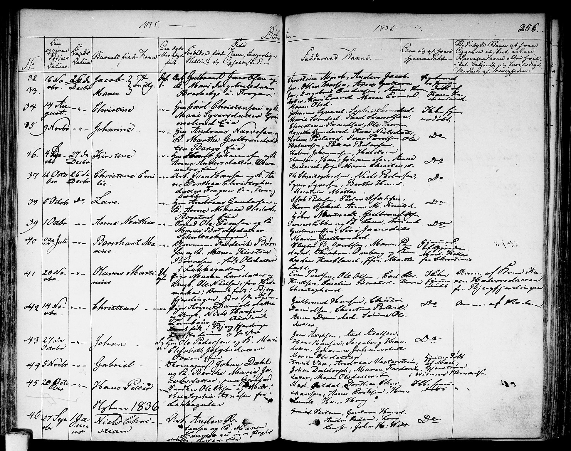 Aker prestekontor kirkebøker, SAO/A-10861/F/L0013: Parish register (official) no. 13, 1828-1837, p. 256