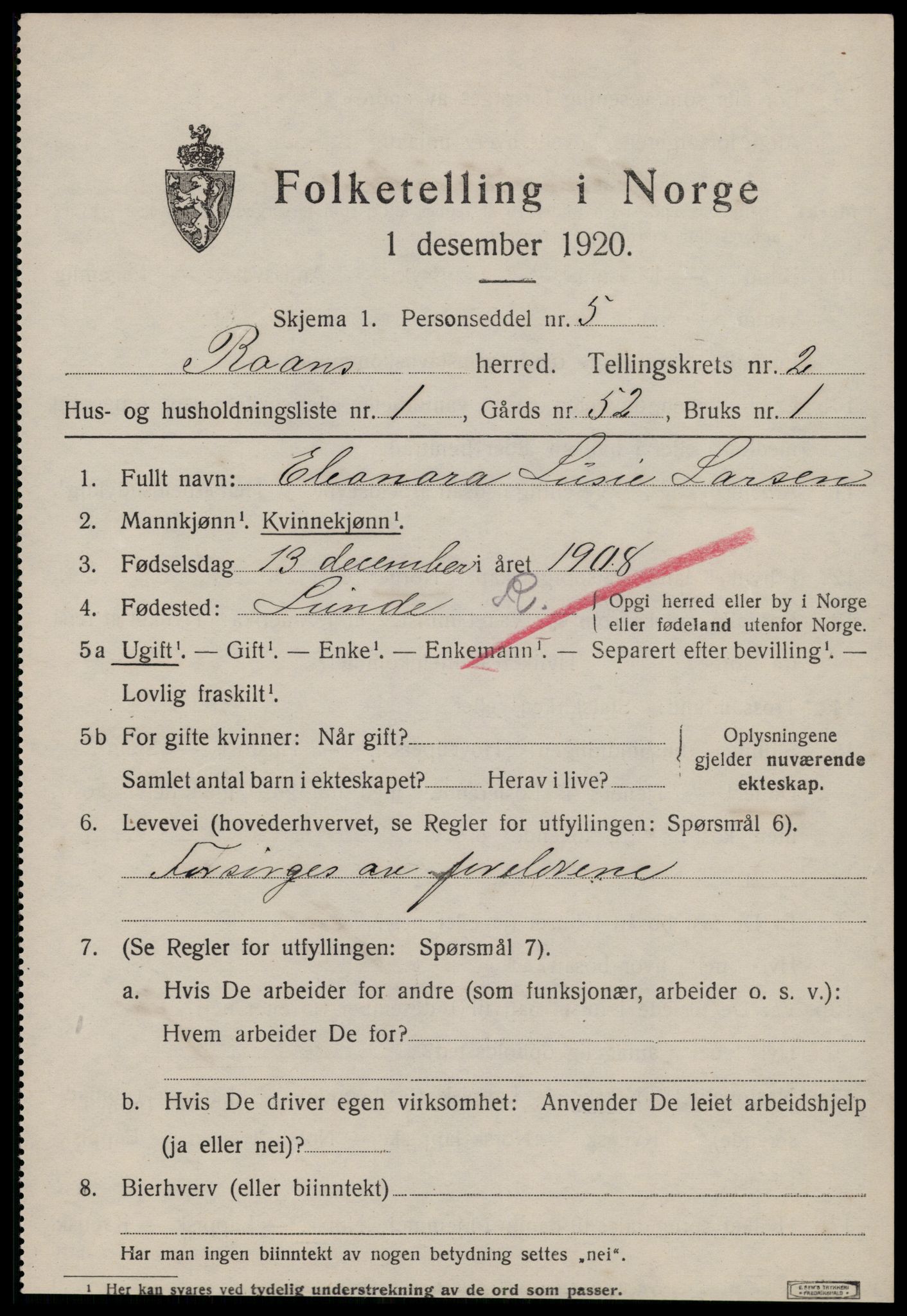 SAT, 1920 census for Roan, 1920, p. 1755