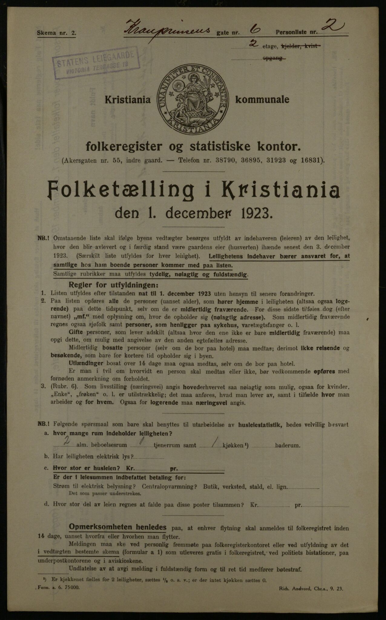 OBA, Municipal Census 1923 for Kristiania, 1923, p. 61183