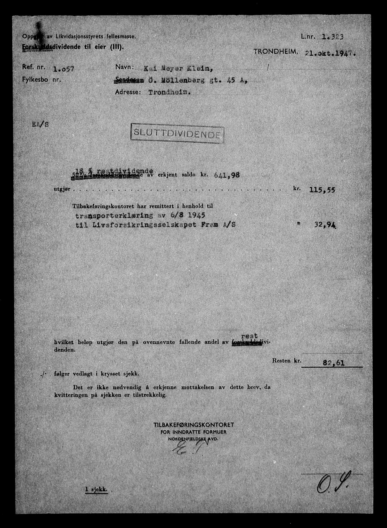 Justisdepartementet, Tilbakeføringskontoret for inndratte formuer, AV/RA-S-1564/H/Hc/Hca/L0900: --, 1945-1947, p. 352