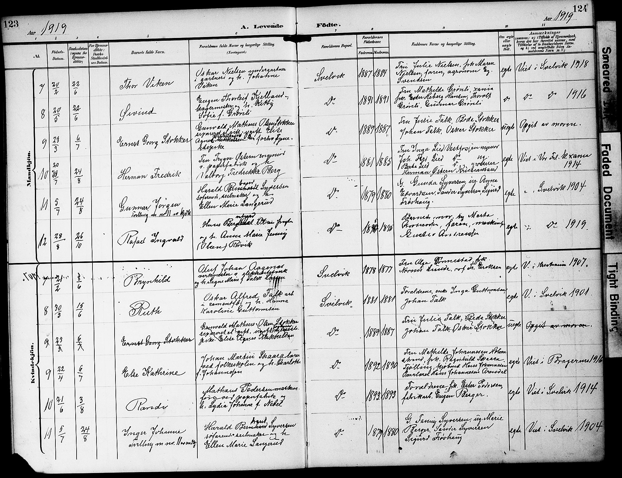 Strømm kirkebøker, AV/SAKO-A-322/G/Gb/L0002: Parish register (copy) no. II 2, 1897-1928, p. 123-124