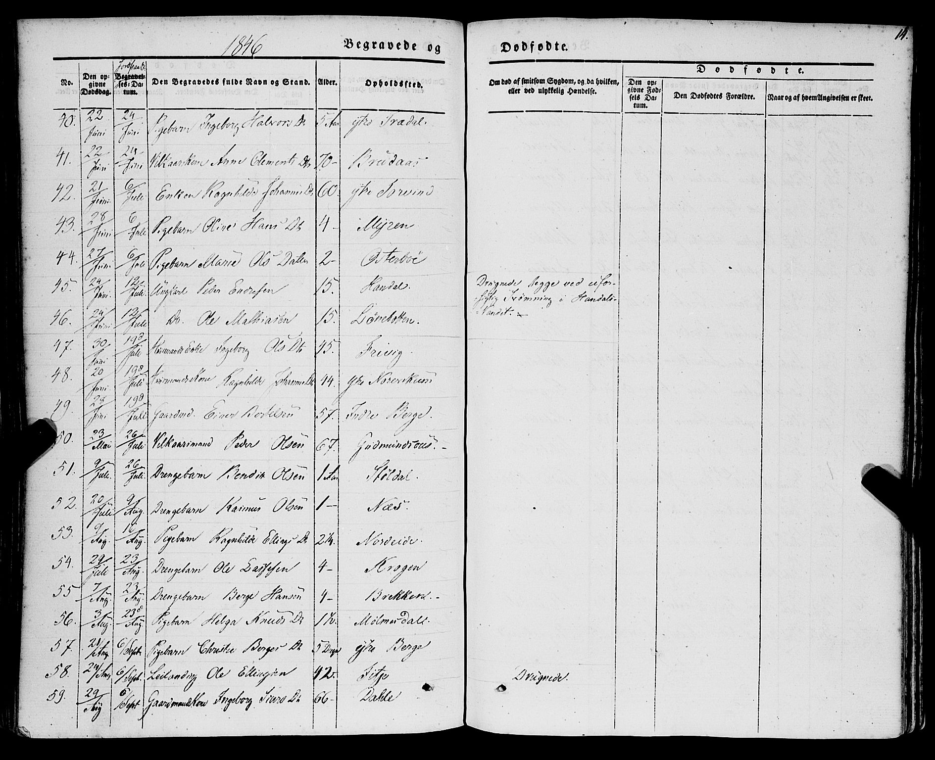 Lavik sokneprestembete, AV/SAB-A-80901: Parish register (official) no. A 3, 1843-1863, p. 14