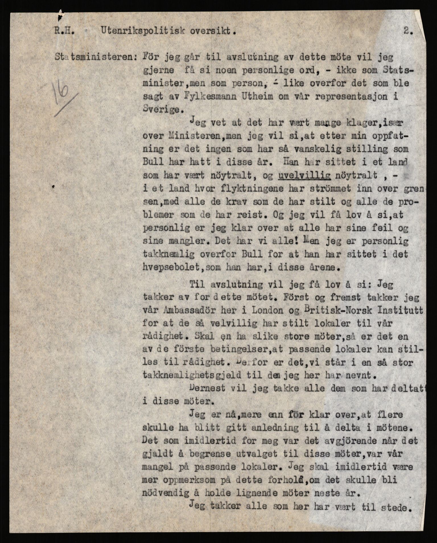 Undersøkelseskommisjonen av 1945, AV/RA-S-1566/D/Db/L0022: Regjeringens virksomhet - Regjeringens utenriks- og forsvarspolitikk, 1940-1945, p. 1301