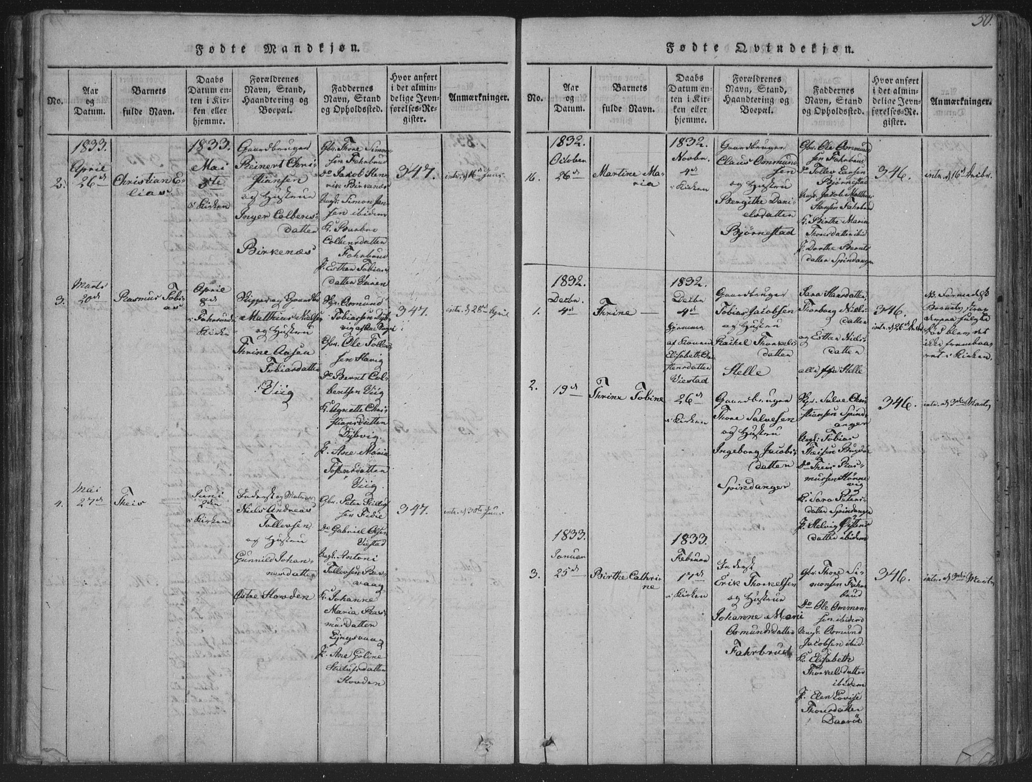 Herad sokneprestkontor, SAK/1111-0018/F/Fa/Fab/L0002: Parish register (official) no. A 2, 1816-1844, p. 50