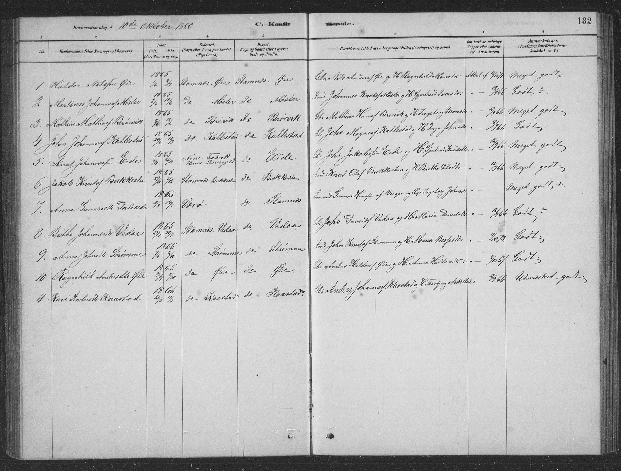 Vaksdal Sokneprestembete, SAB/A-78901/H/Hab: Parish register (copy) no. D 1, 1878-1939, p. 132