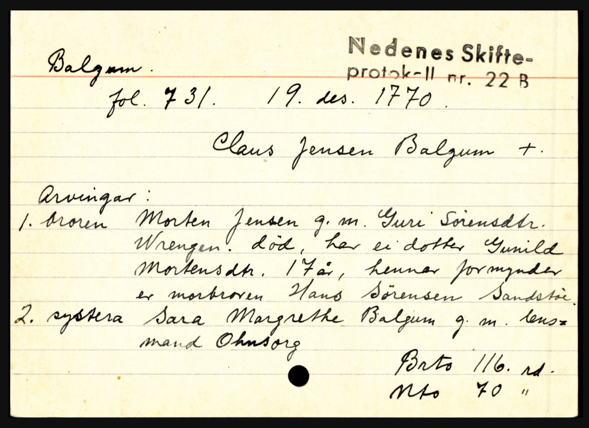 Nedenes sorenskriveri før 1824, AV/SAK-1221-0007/H, p. 1559