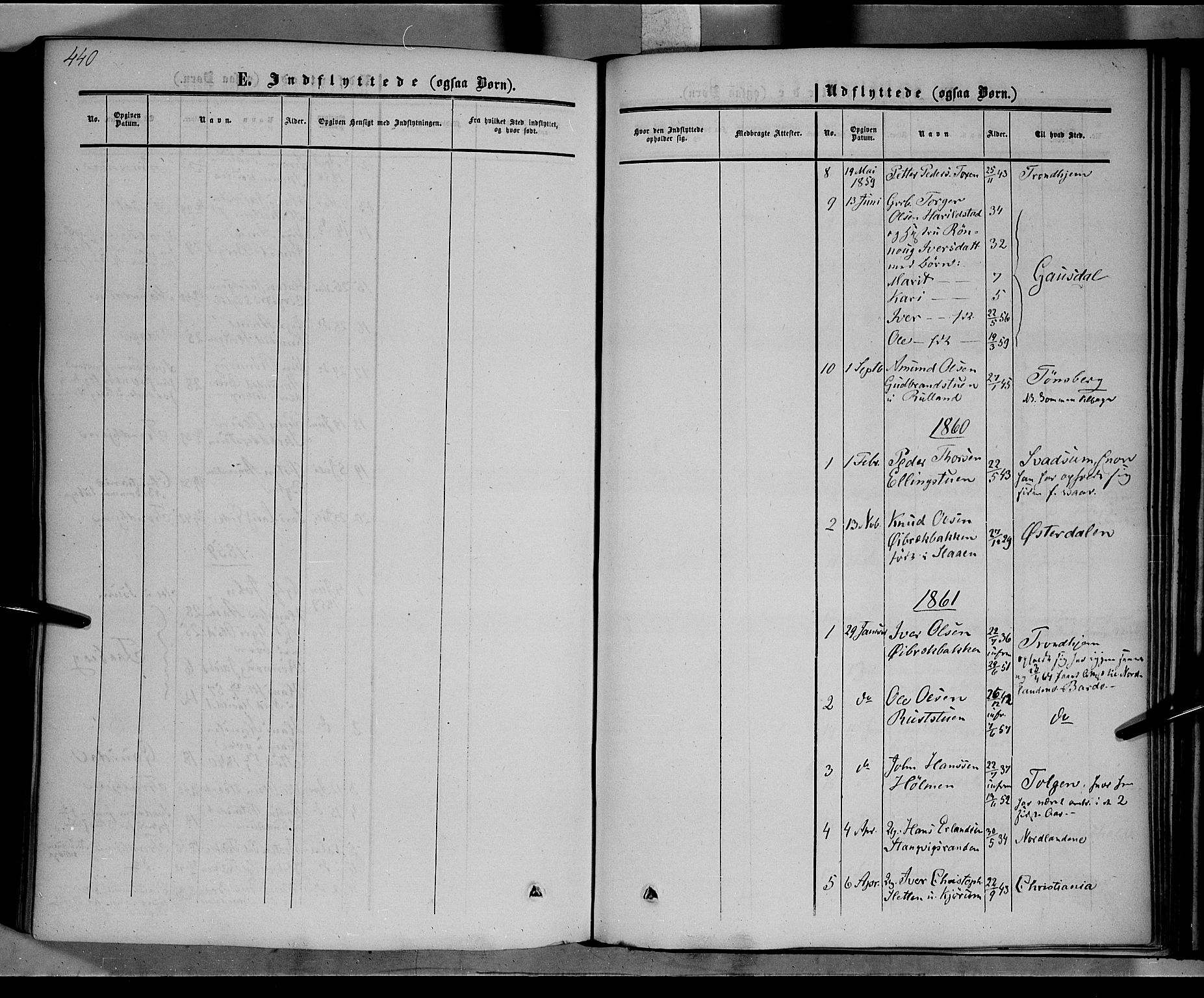 Nord-Fron prestekontor, SAH/PREST-080/H/Ha/Haa/L0001: Parish register (official) no. 1, 1851-1864, p. 440