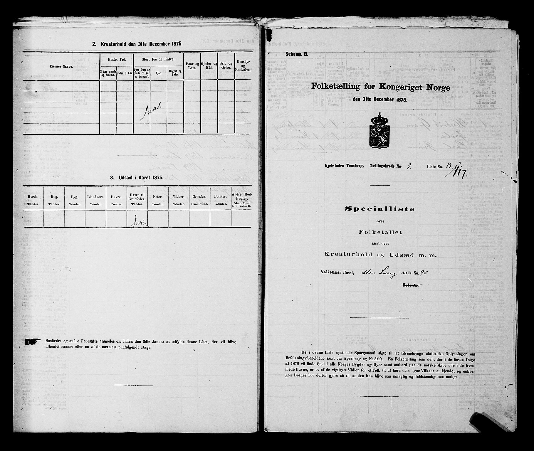 SAKO, 1875 census for 0705P Tønsberg, 1875, p. 292