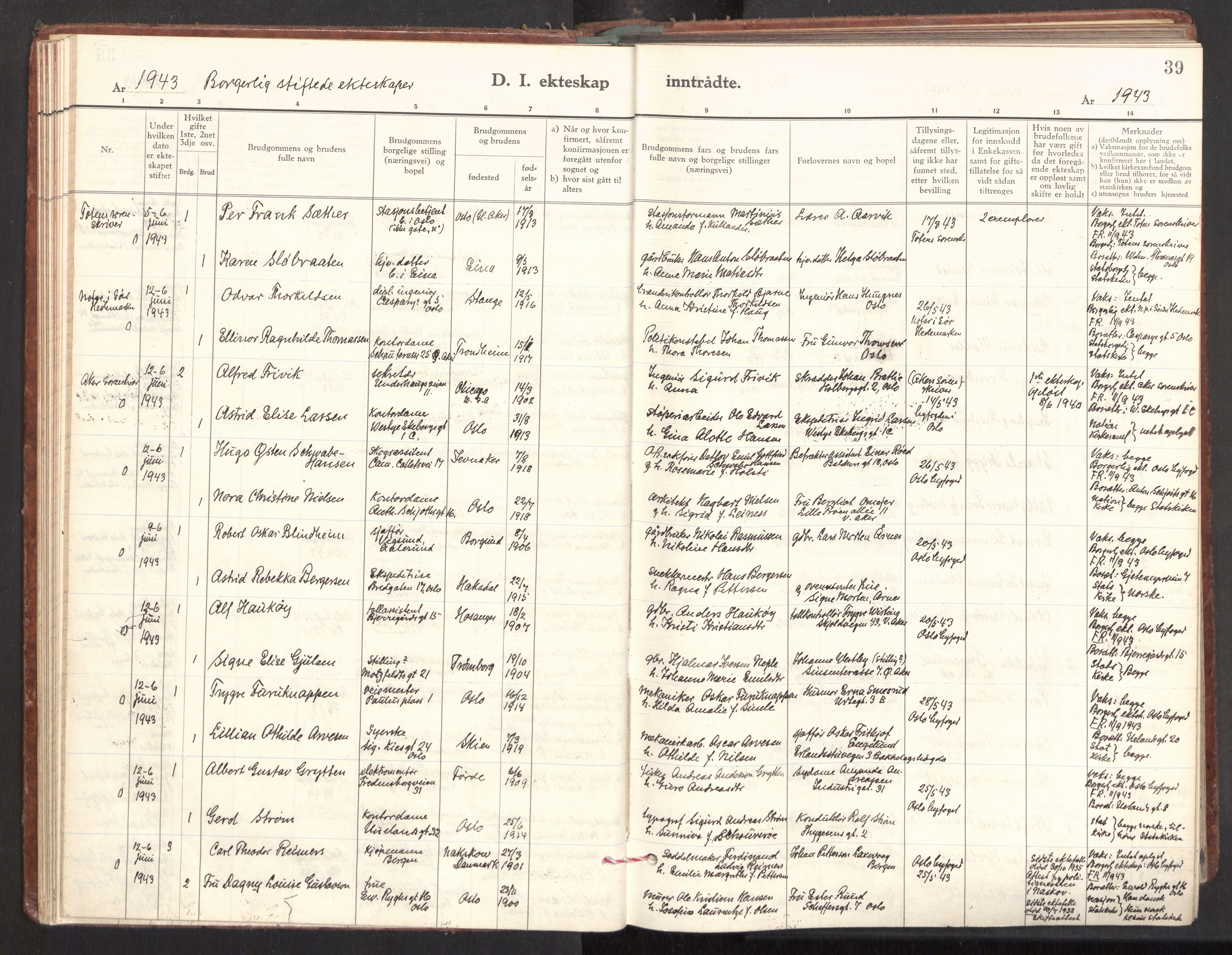 Gamle Aker prestekontor Kirkebøker, AV/SAO-A-10617a/F/L0022: Parish register (official) no. 22, 1941-1952, p. 39