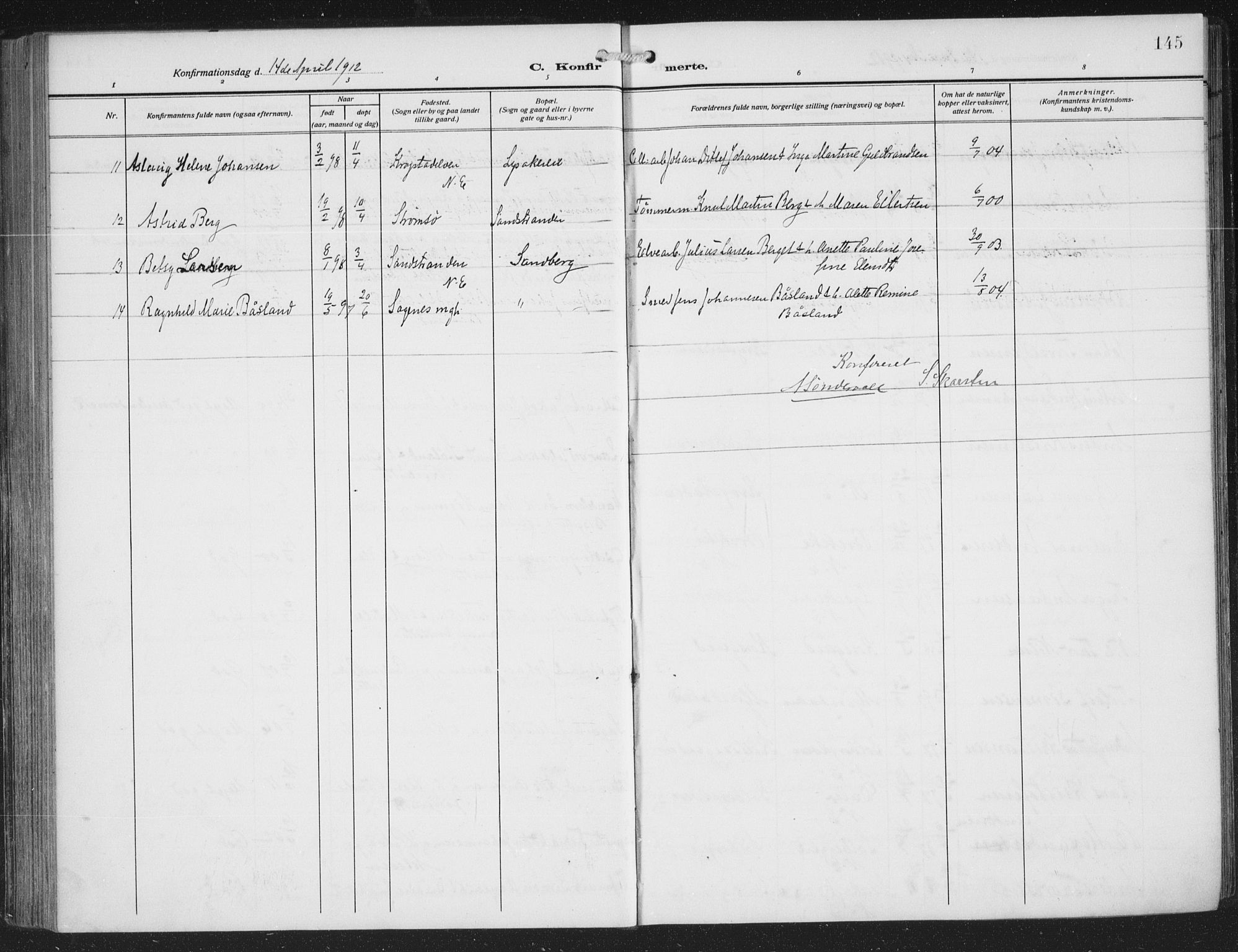 Nedre Eiker kirkebøker, AV/SAKO-A-612/F/Fa/L0007: Parish register (official) no. 7, 1912-1918, p. 145