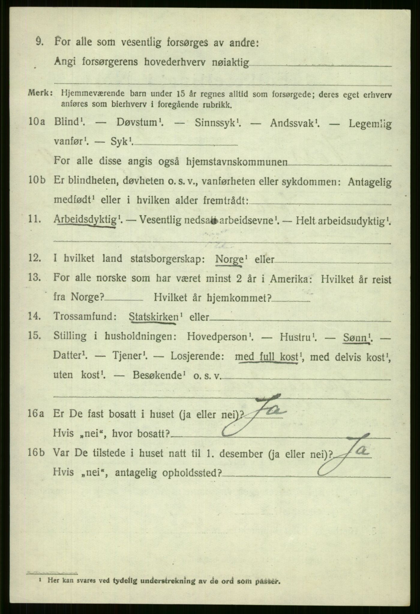 SAB, 1920 census for Voss, 1920, p. 10510