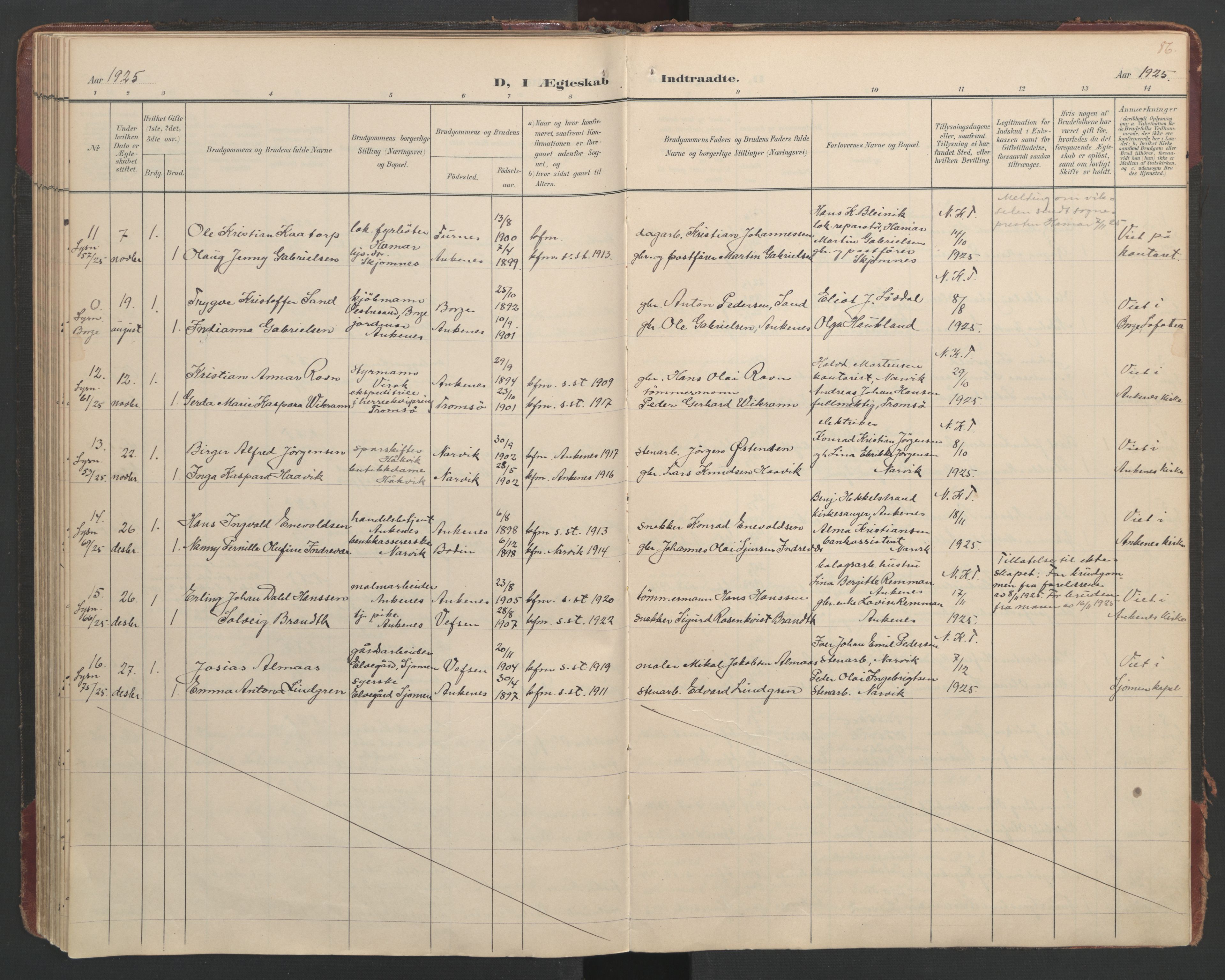 Ministerialprotokoller, klokkerbøker og fødselsregistre - Nordland, AV/SAT-A-1459/866/L0942: Parish register (official) no. 866A05, 1901-1928, p. 86