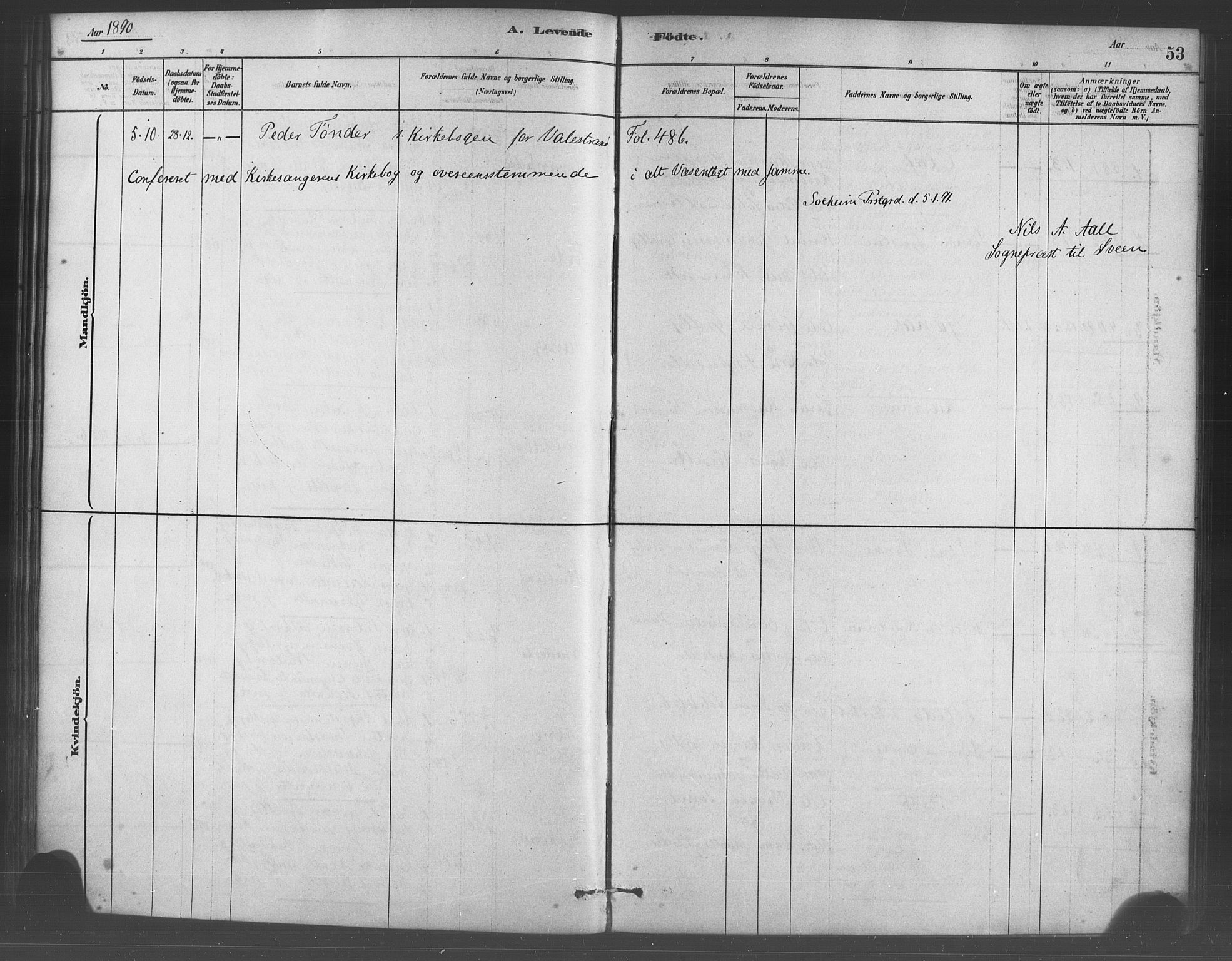 Sveio Sokneprestembete, SAB/A-78501/H/Haa: Parish register (official) no. D 1, 1878-1894, p. 53