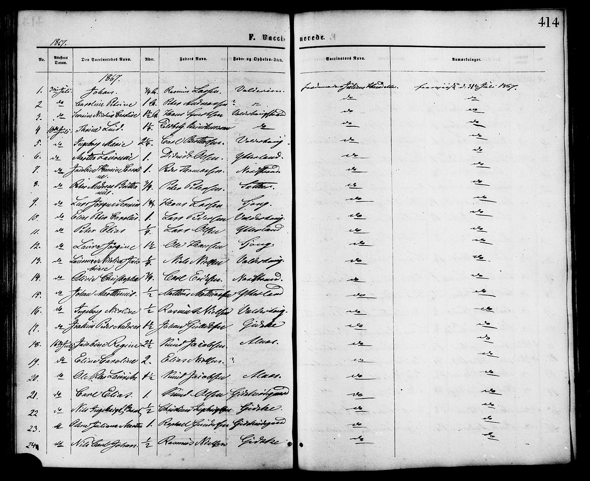 Ministerialprotokoller, klokkerbøker og fødselsregistre - Møre og Romsdal, AV/SAT-A-1454/528/L0399: Parish register (official) no. 528A10, 1864-1879, p. 414