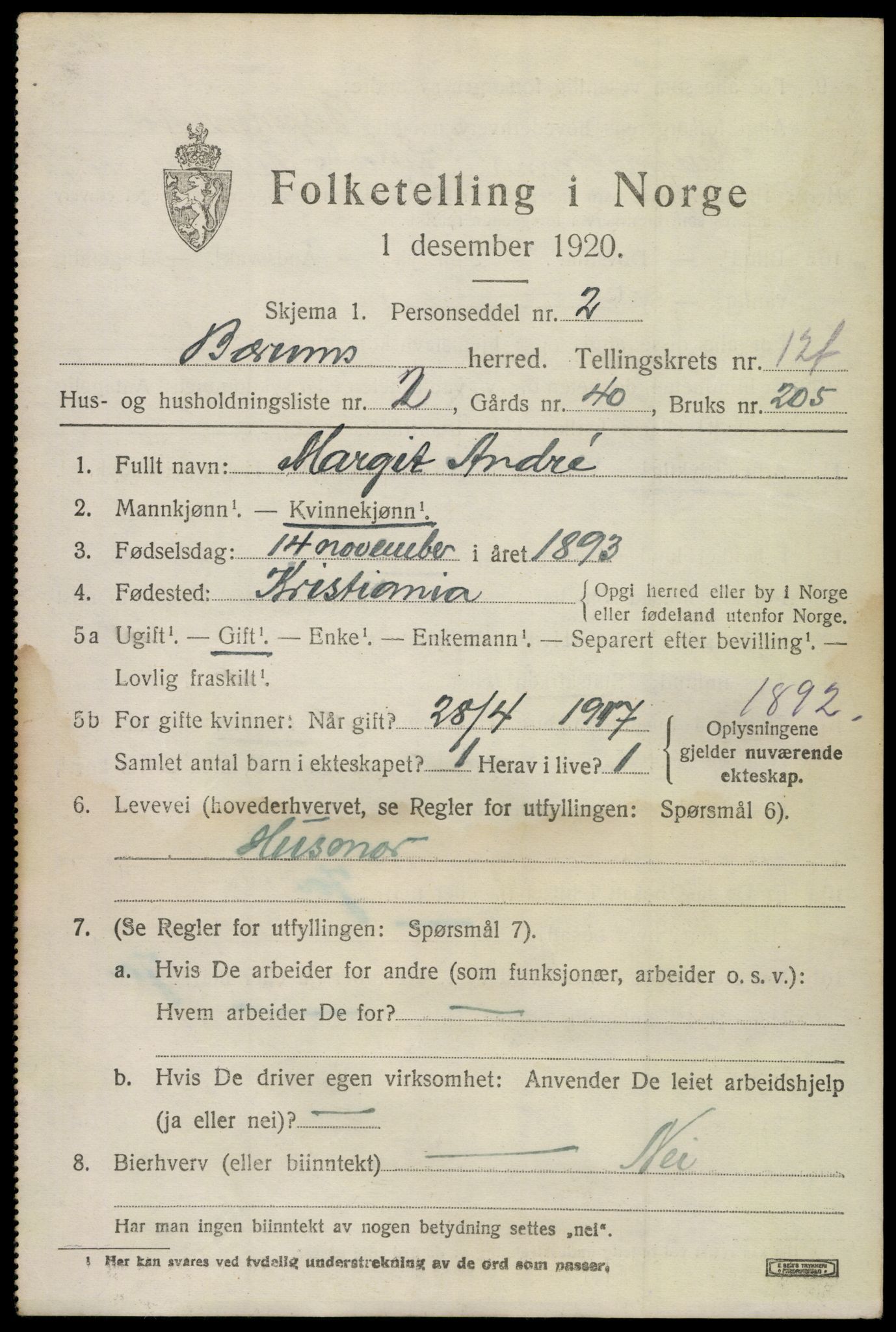 SAO, 1920 census for Bærum, 1920, p. 32578