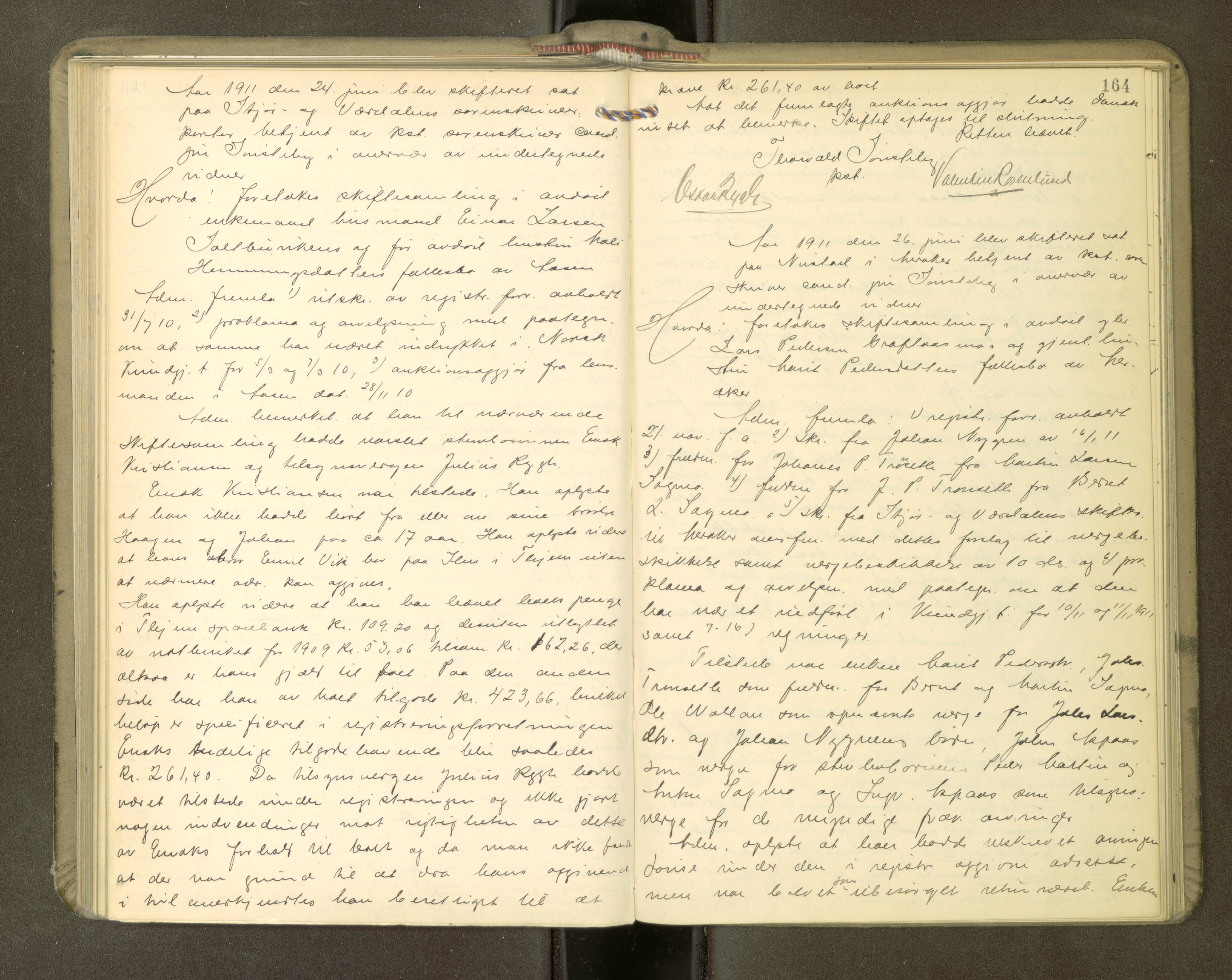Stjør- og Verdal sorenskriveri, AV/SAT-A-4167/1/3/3B/L0011: Skifteforhandlingsprotokoll, 1909-1912, p. 164