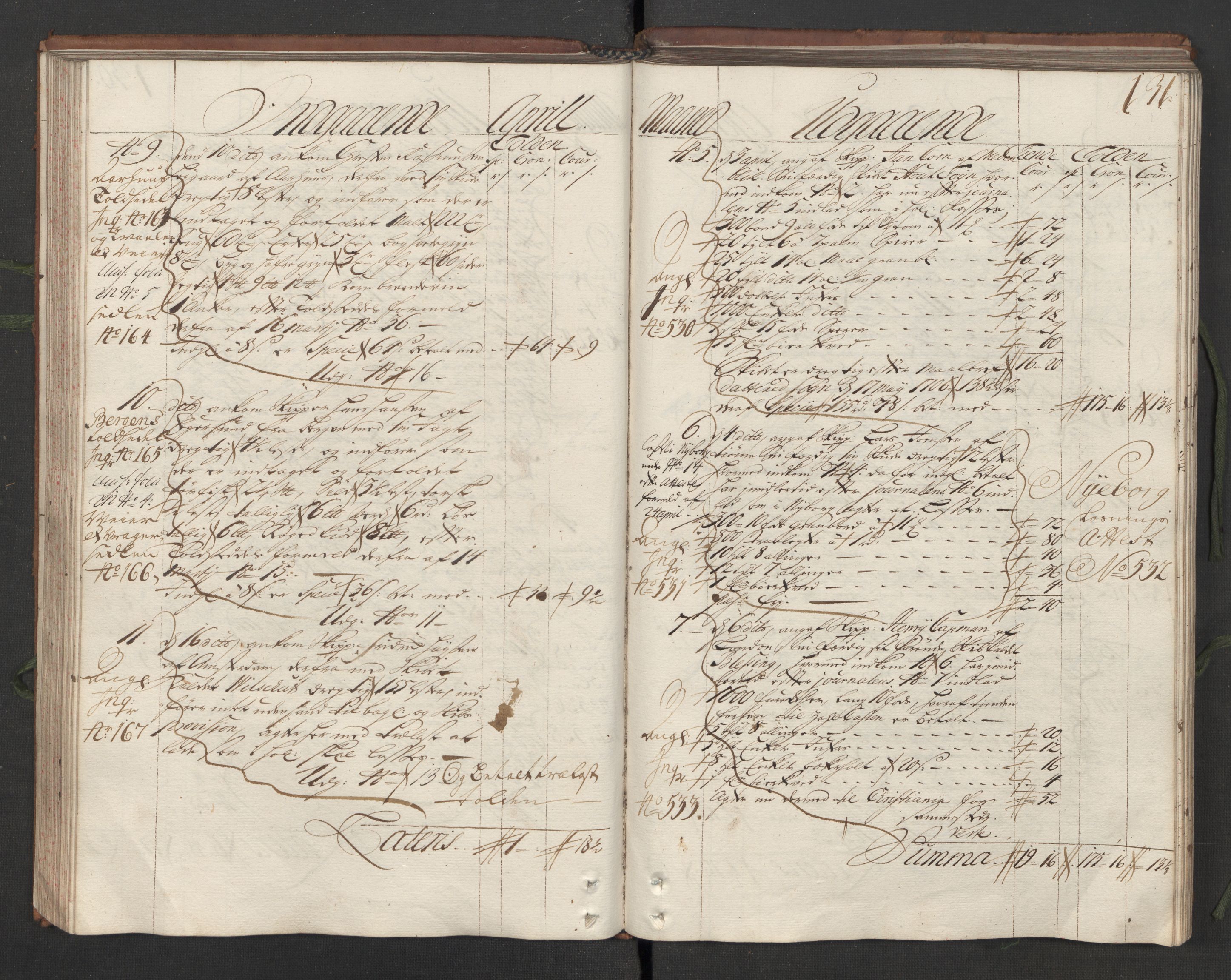 Generaltollkammeret, tollregnskaper, AV/RA-EA-5490/R05/L0012/0001: Tollregnskaper Moss, Son, Krokstad / Hovedtollbok, 1731, p. 130b-131a