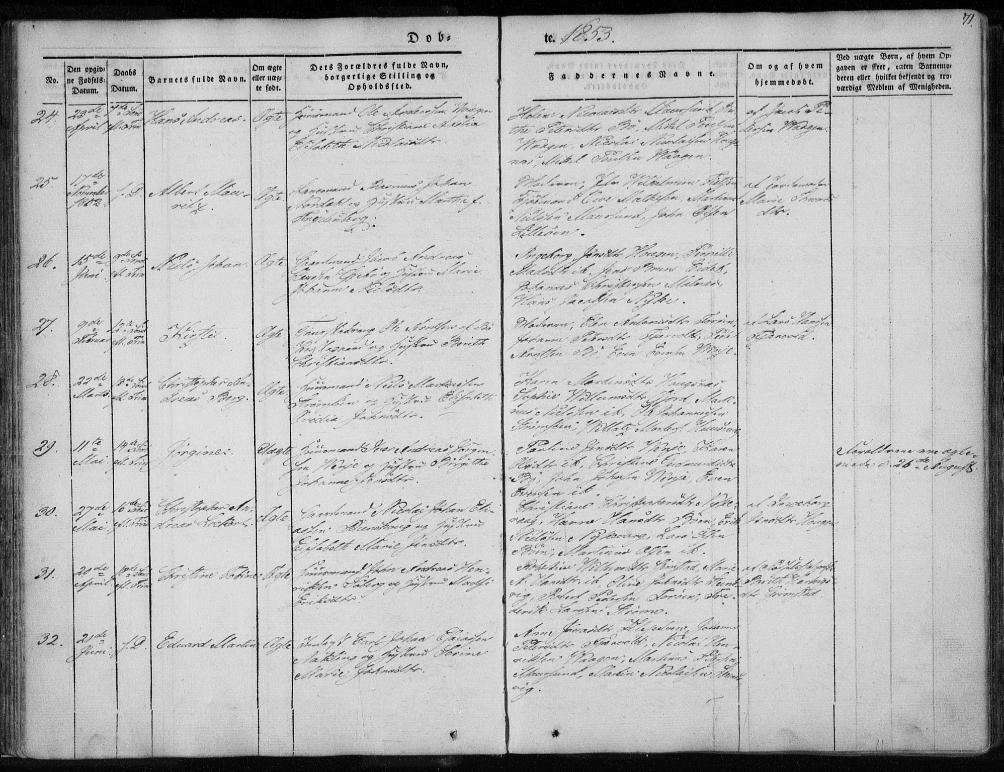 Ministerialprotokoller, klokkerbøker og fødselsregistre - Nordland, AV/SAT-A-1459/891/L1299: Parish register (official) no. 891A04, 1841-1856, p. 71