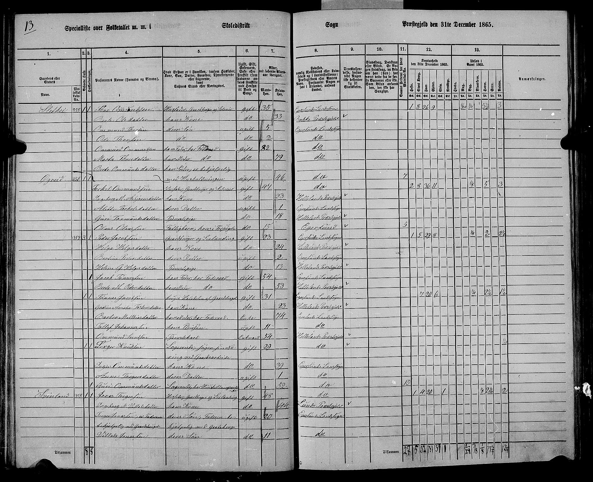 RA, 1865 census for Eigersund/Eigersund og Ogna, 1865, p. 71