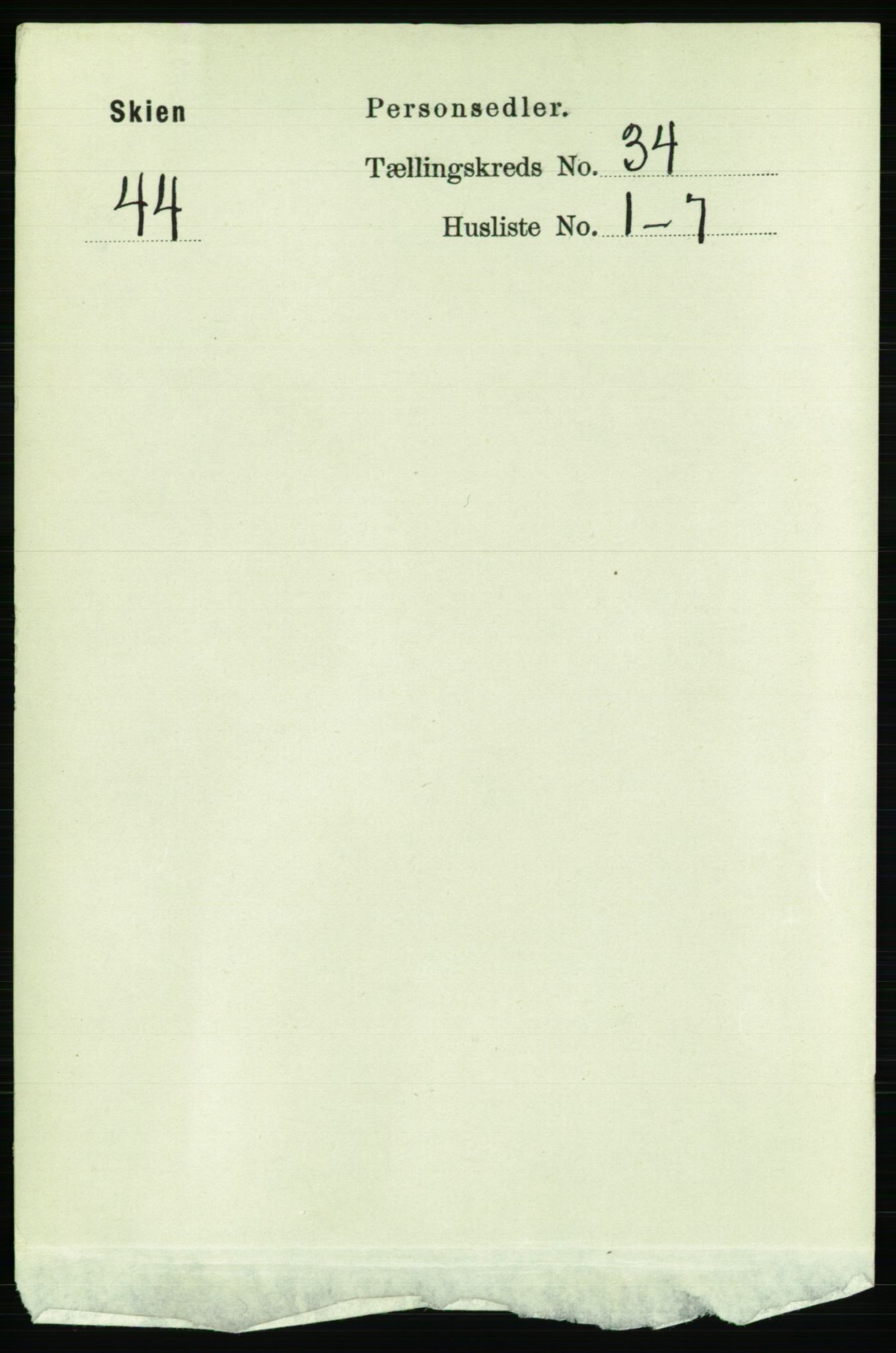 RA, 1891 census for 0806 Skien, 1891, p. 7707