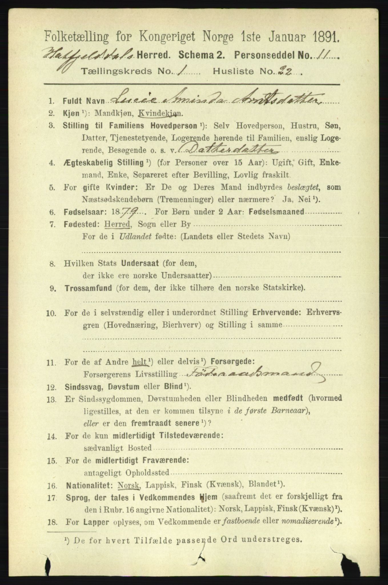 RA, 1891 census for 1826 Hattfjelldal, 1891, p. 244