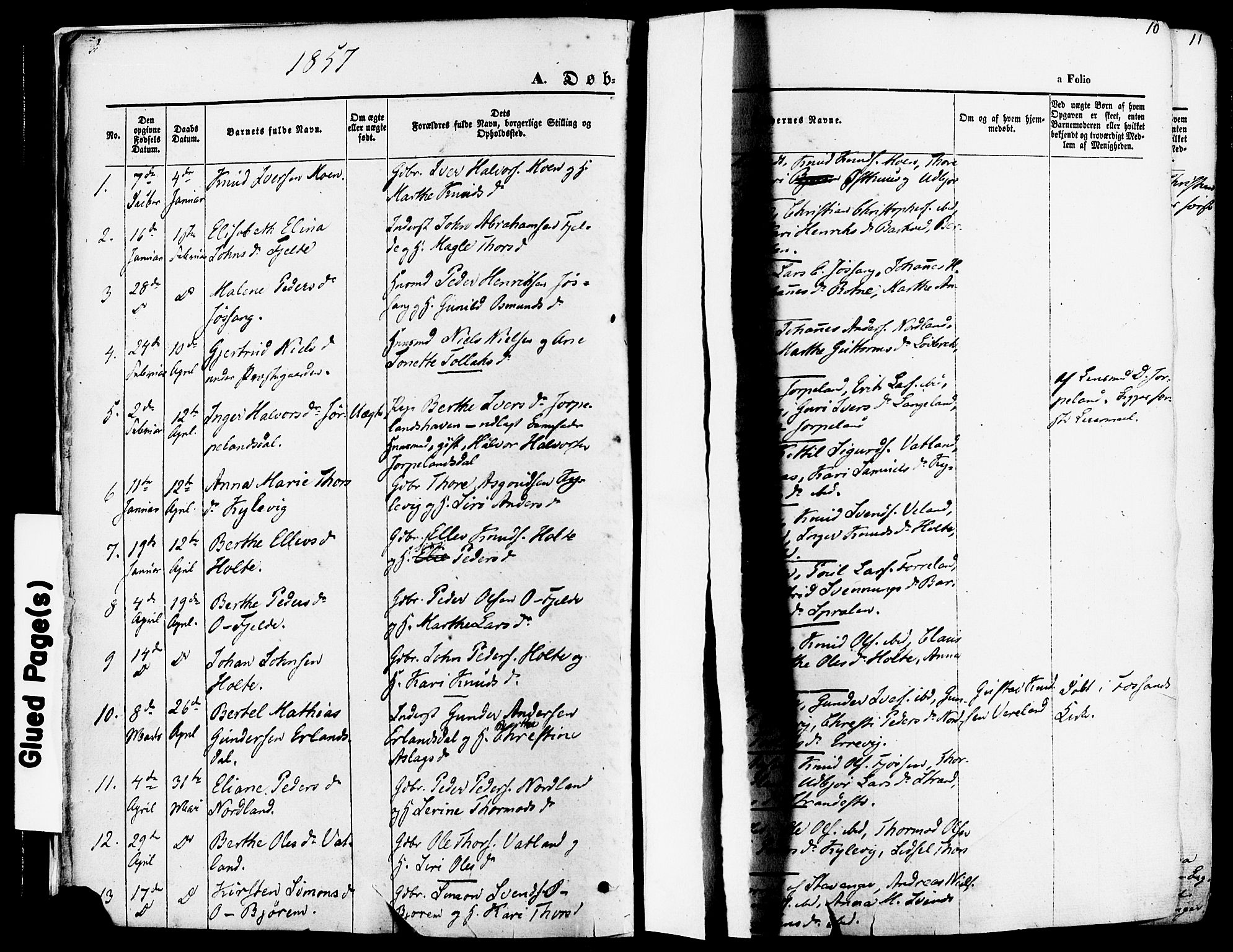 Strand sokneprestkontor, SAST/A-101828/H/Ha/Haa/L0007: Parish register (official) no. A 7, 1855-1881, p. 10