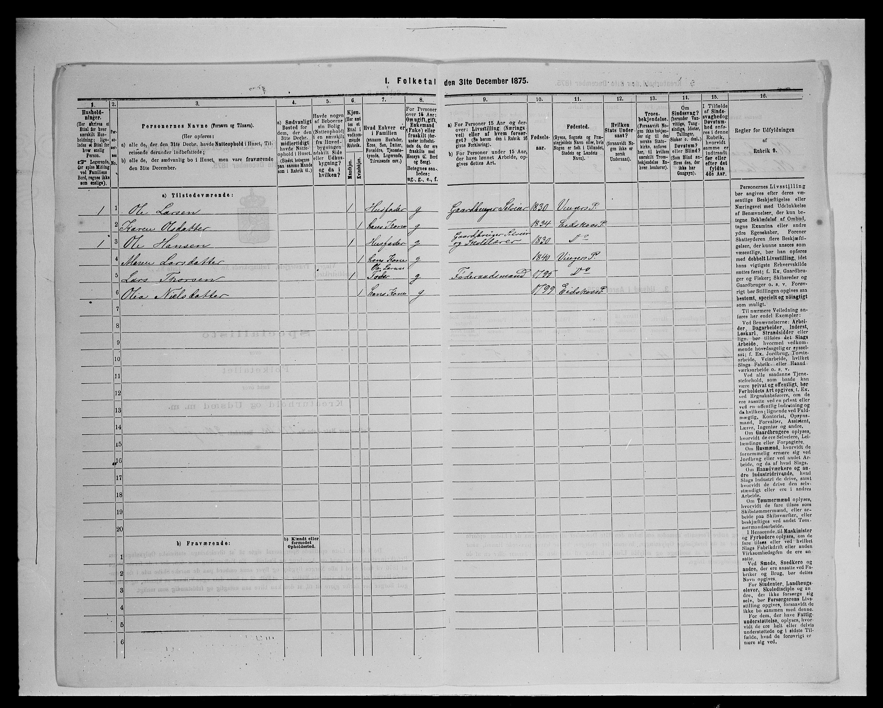 SAH, 1875 census for 0421L Vinger/Vinger og Austmarka, 1875, p. 603