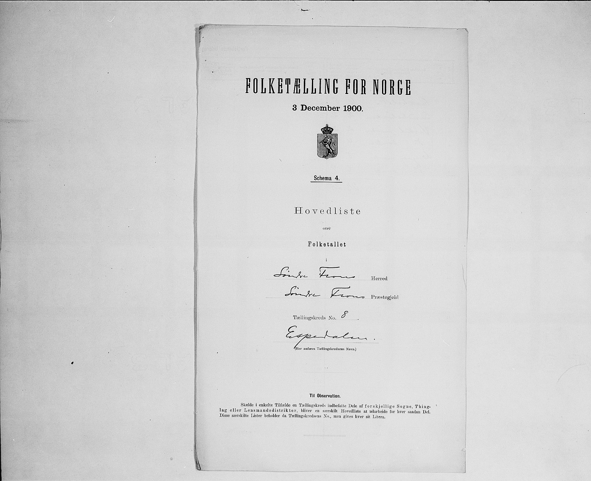 SAH, 1900 census for Sør-Fron, 1900, p. 16